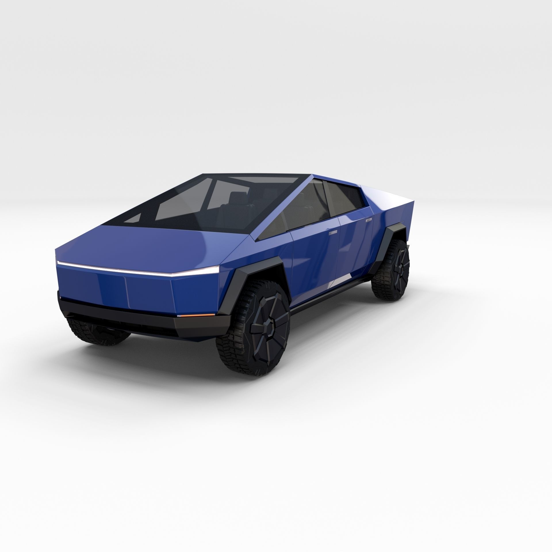 Tesla Cybertruck with chassis Blue 3D model_2
