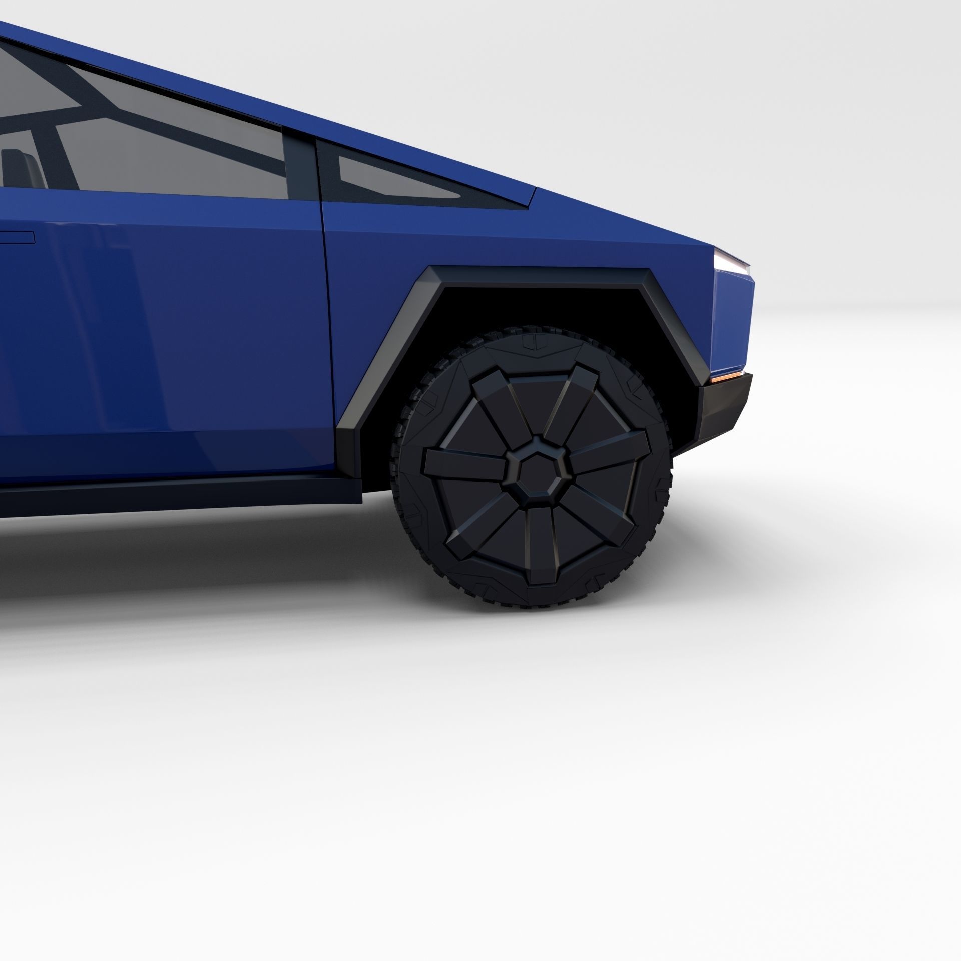 Tesla Cybertruck with chassis Blue 3D model_16