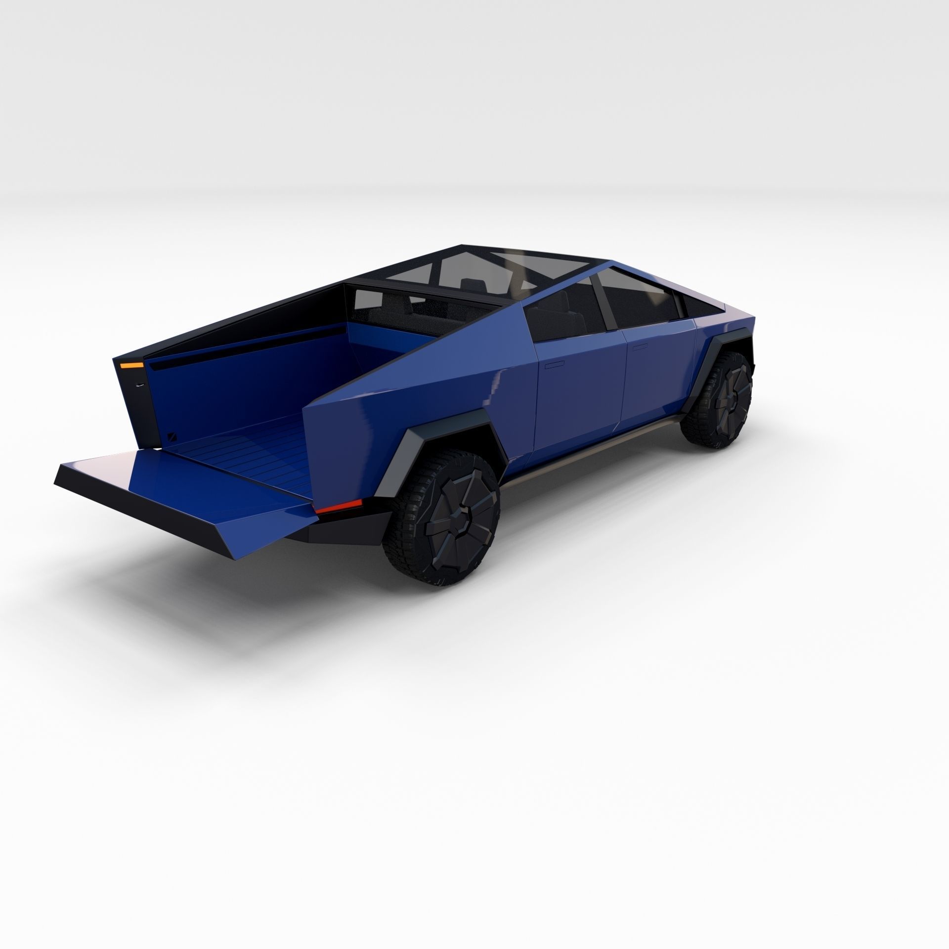 Tesla Cybertruck with chassis Blue 3D model_52