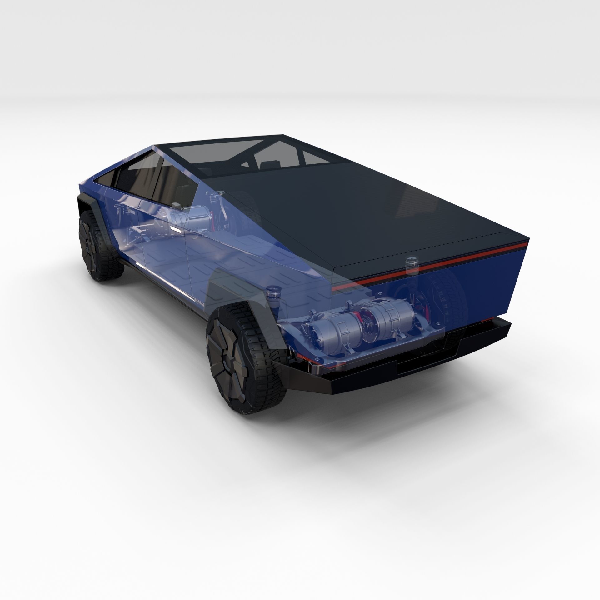 Tesla Cybertruck with chassis Blue 3D model_73
