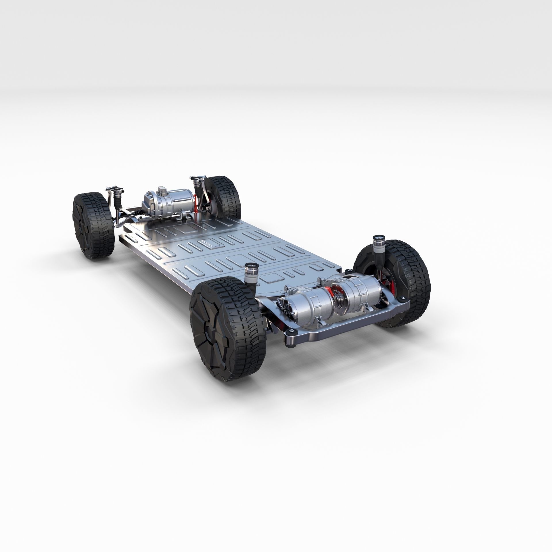 Tesla Cybertruck with chassis Blue 3D model_29