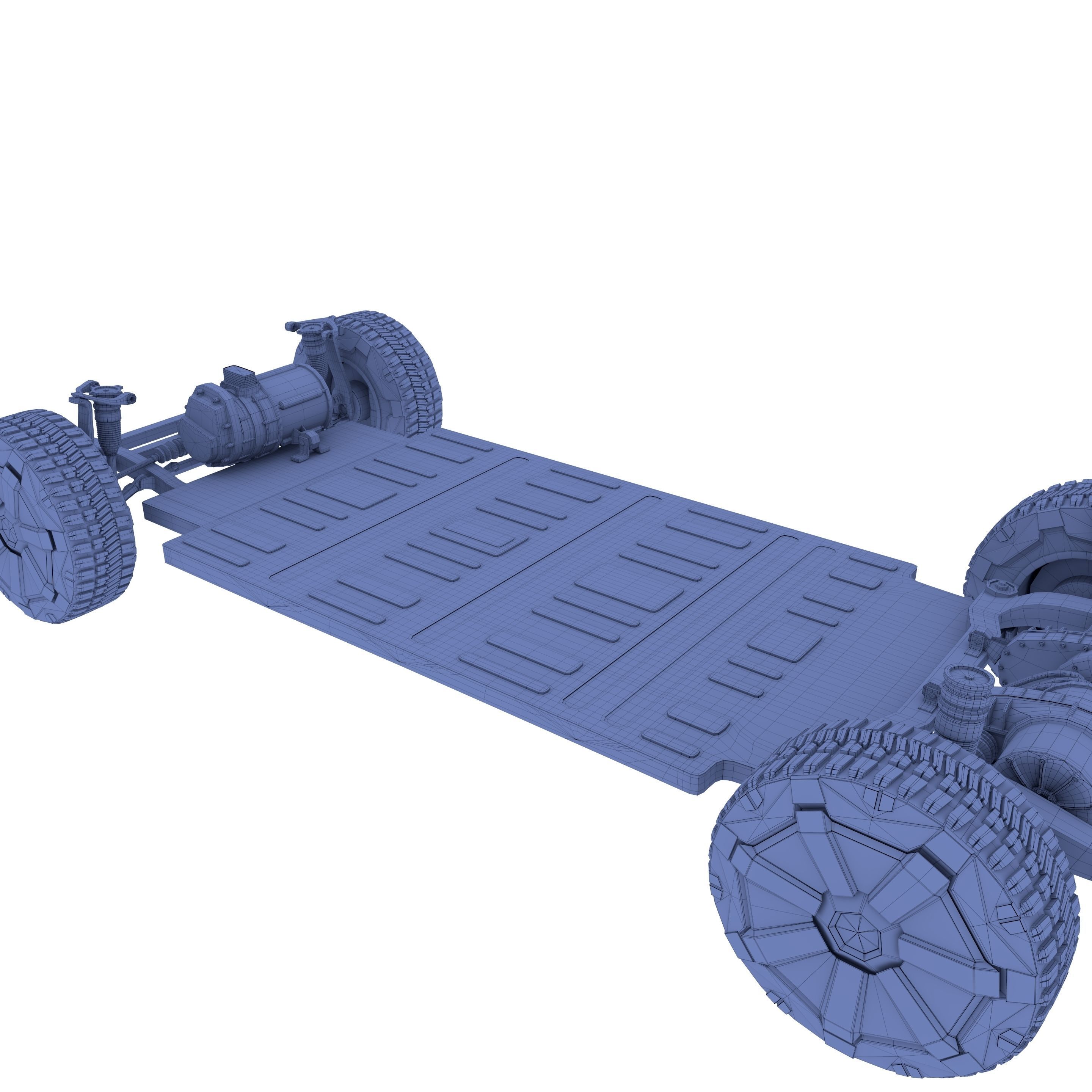 Tesla Cybertruck with chassis Blue 3D model_42