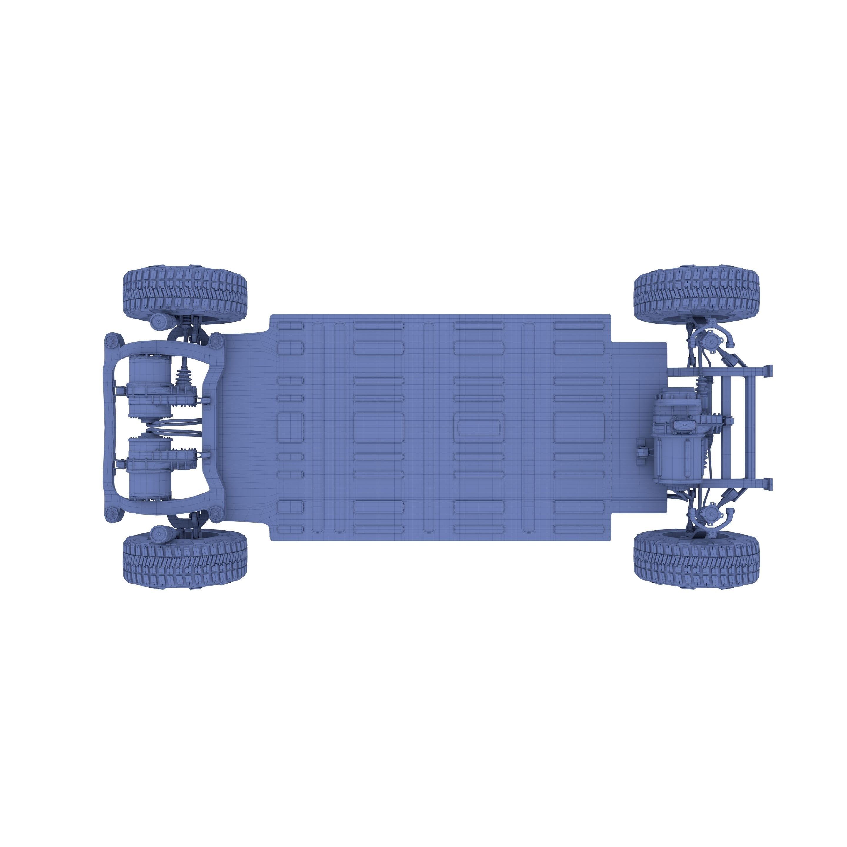 Tesla Cybertruck with chassis Blue 3D model_40