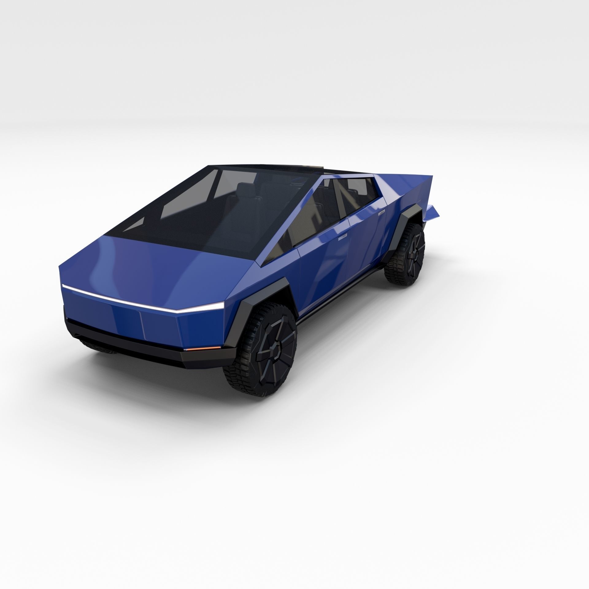 Tesla Cybertruck with chassis Blue 3D model_50