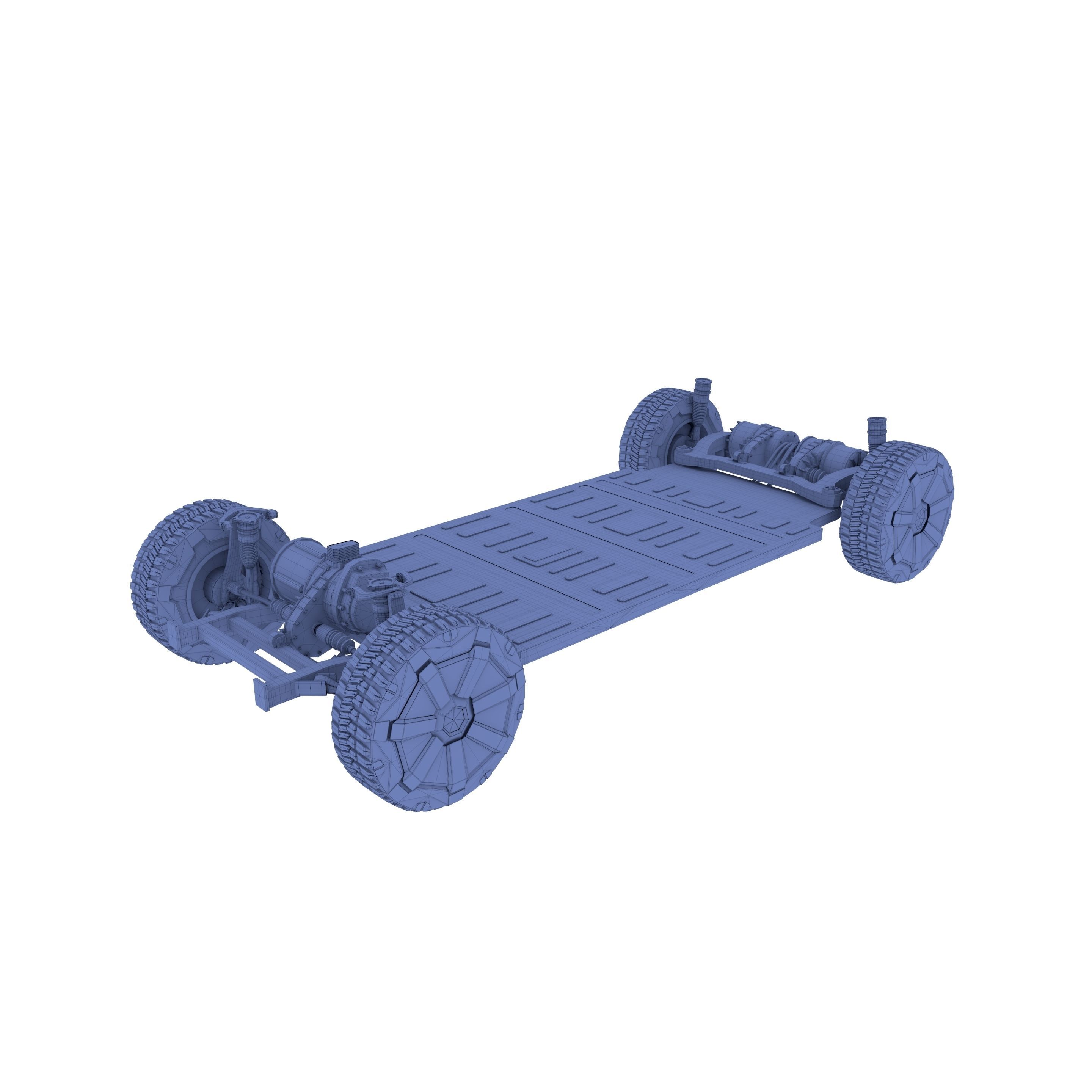 Tesla Cybertruck with chassis Blue 3D model_39