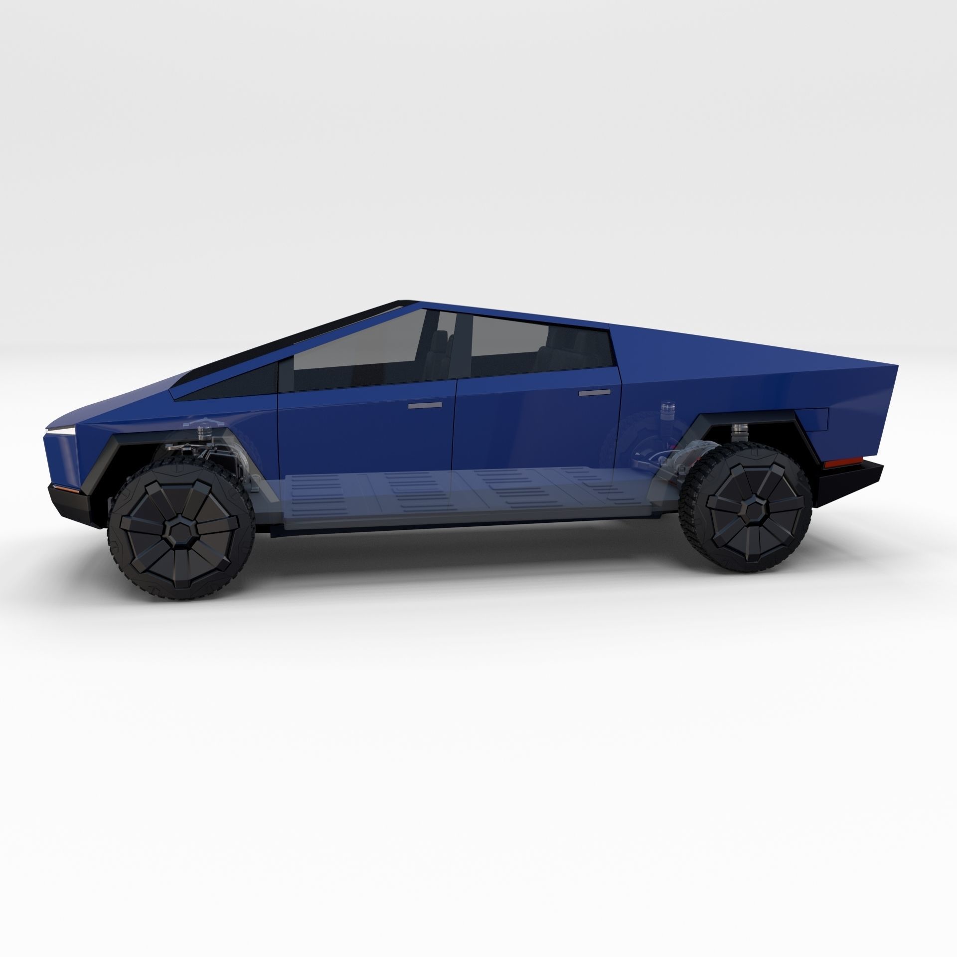 Tesla Cybertruck with chassis Blue 3D model_63