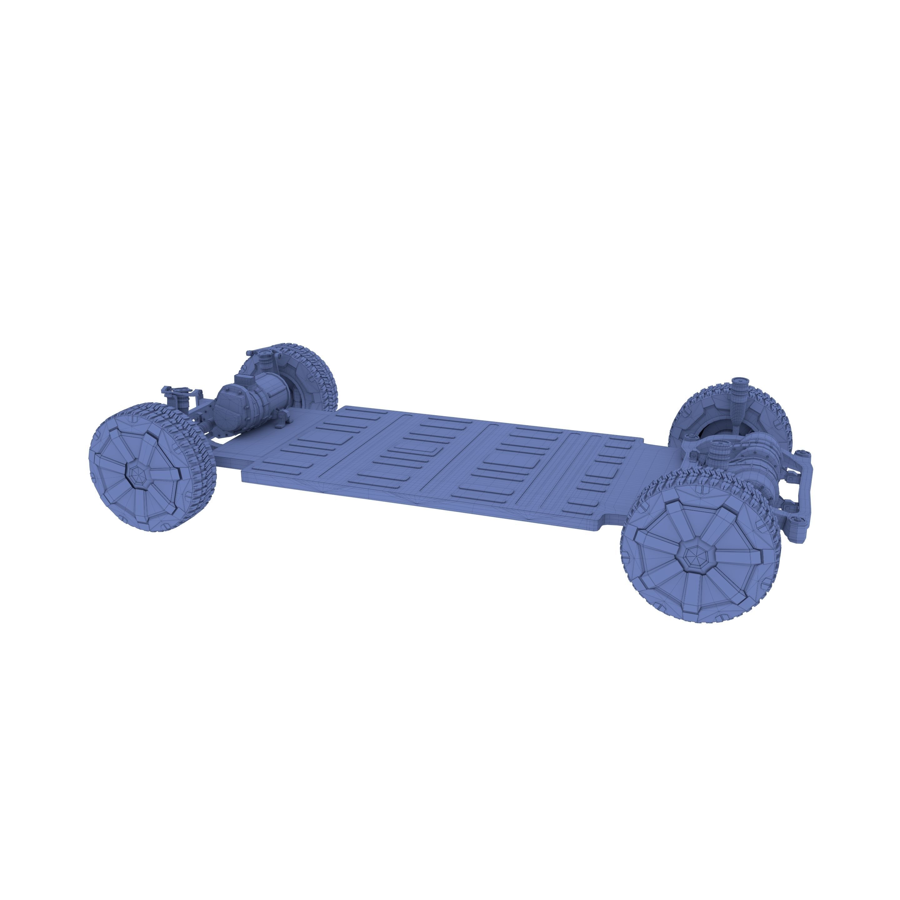 Tesla Cybertruck with chassis Blue 3D model_36