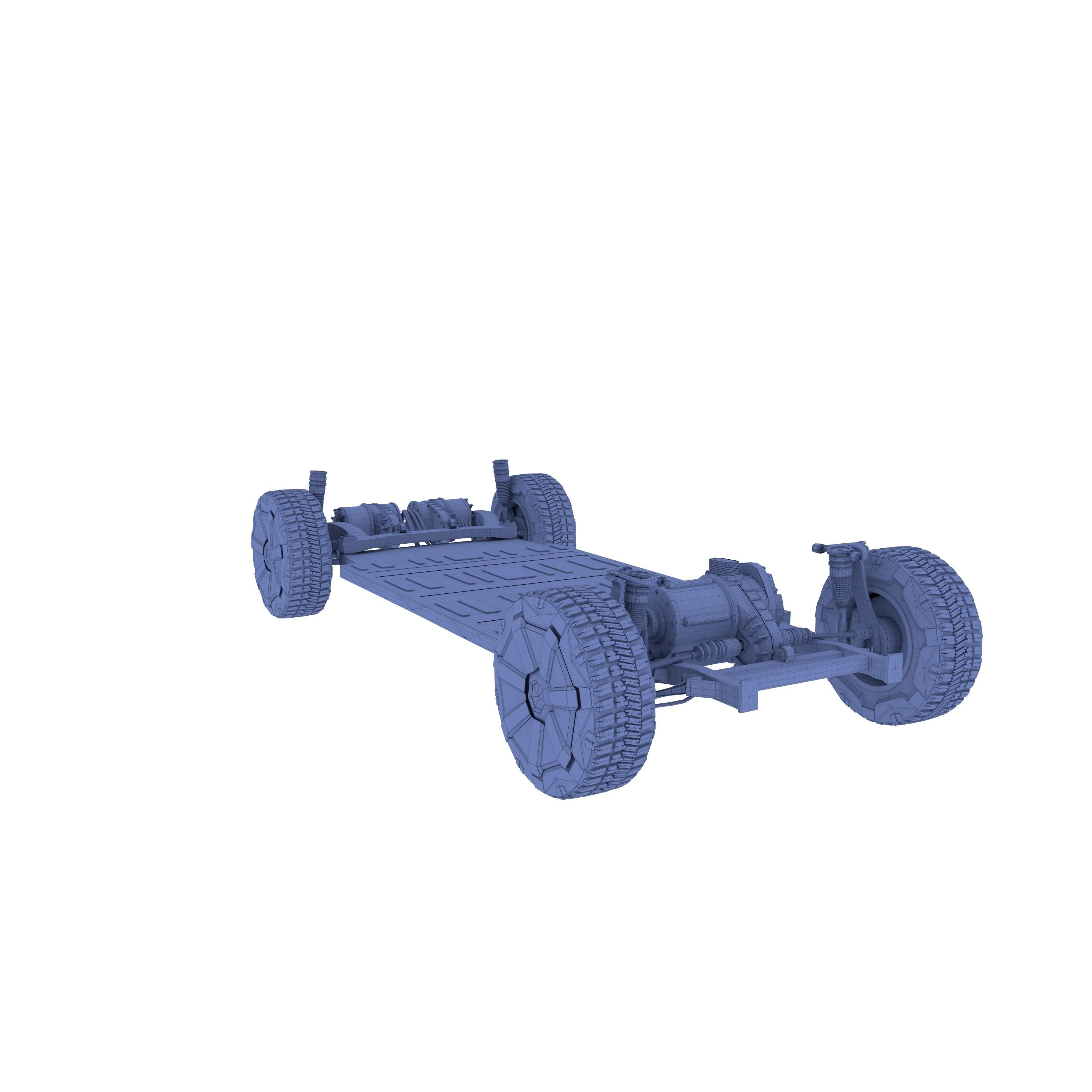 Tesla Cybertruck with chassis Blue 3D model_34