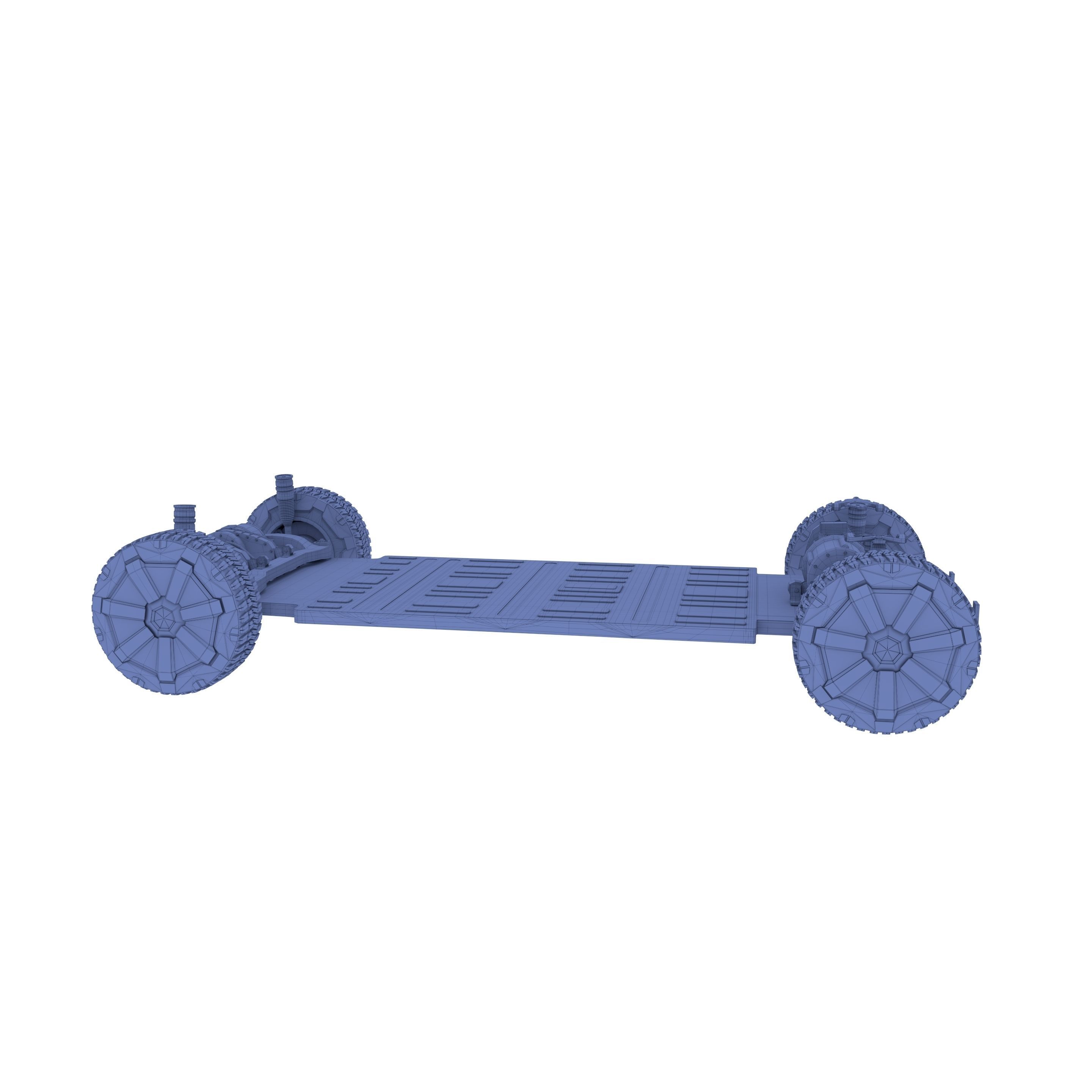 Tesla Cybertruck with chassis Blue 3D model_33