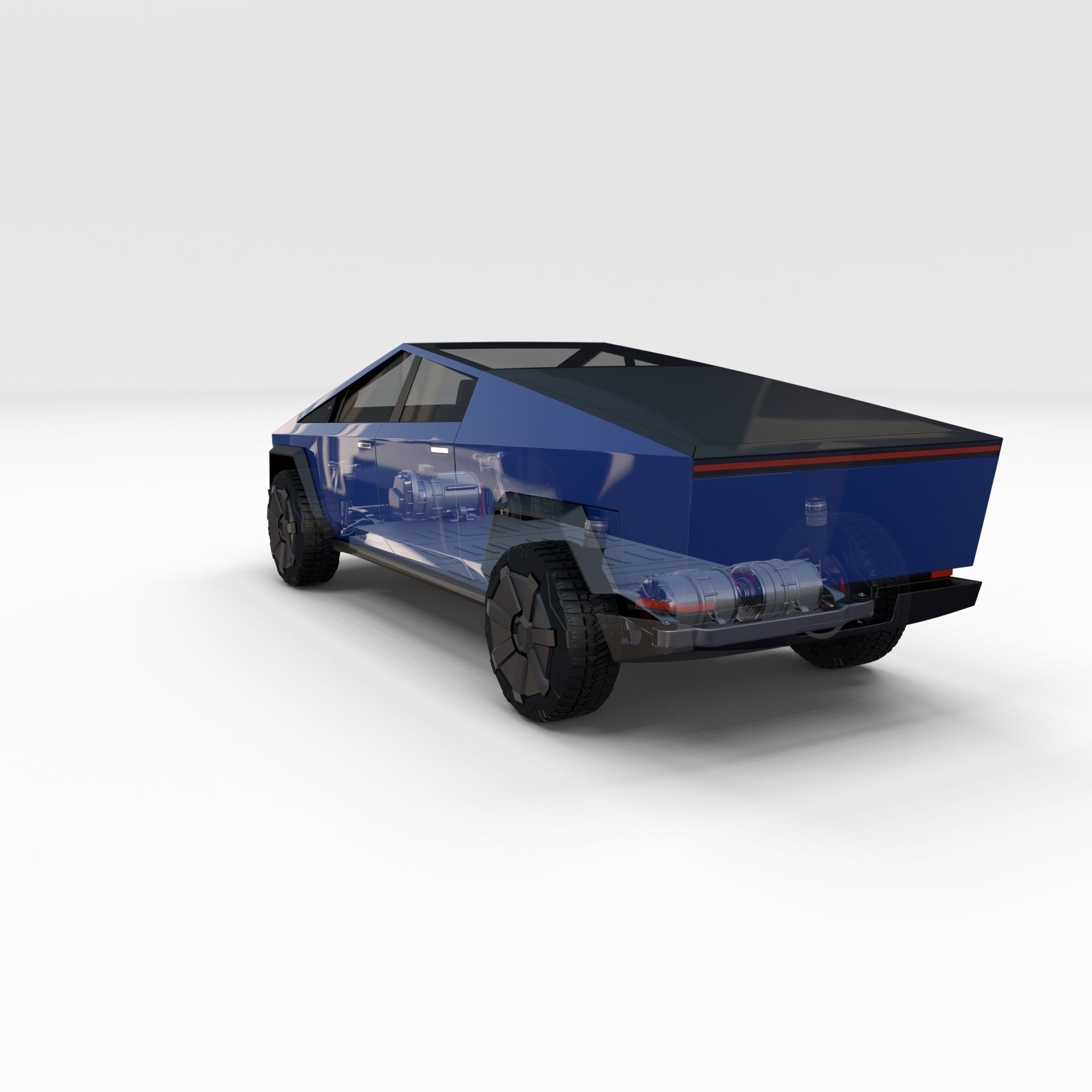 Tesla Cybertruck with chassis Blue 3D model_64
