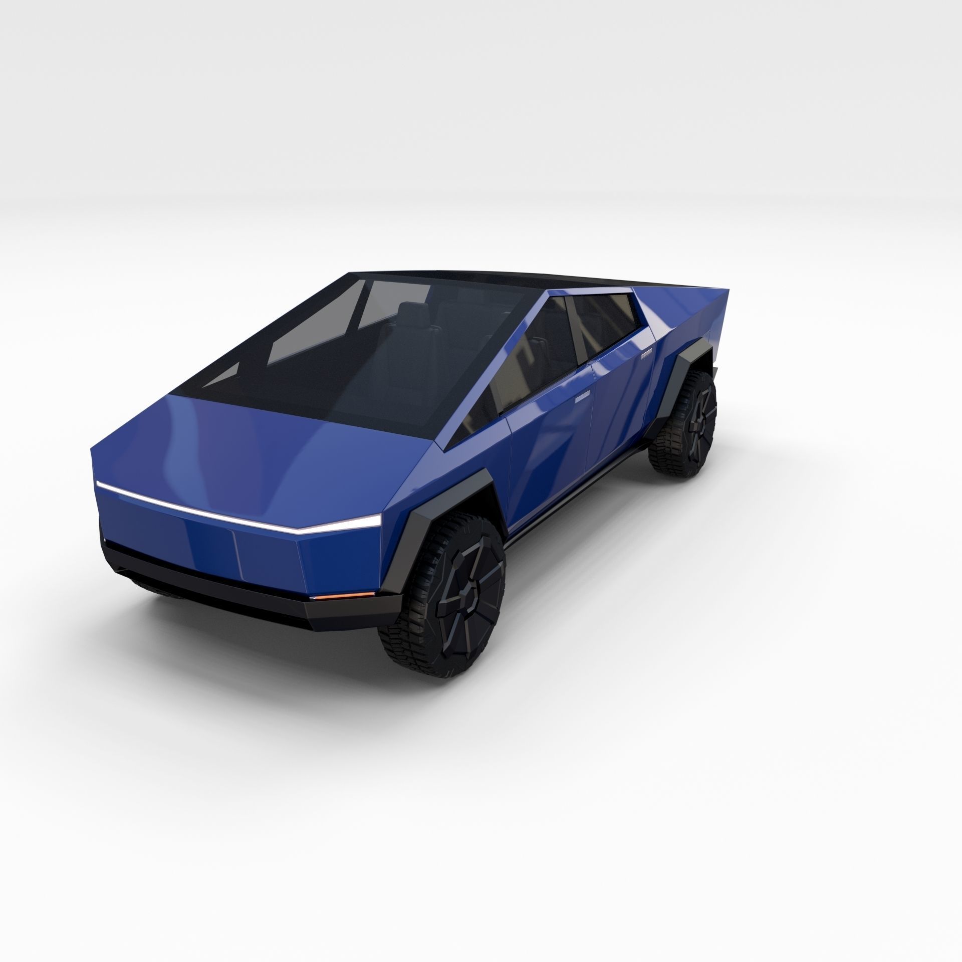 Tesla Cybertruck with chassis Blue 3D model_9
