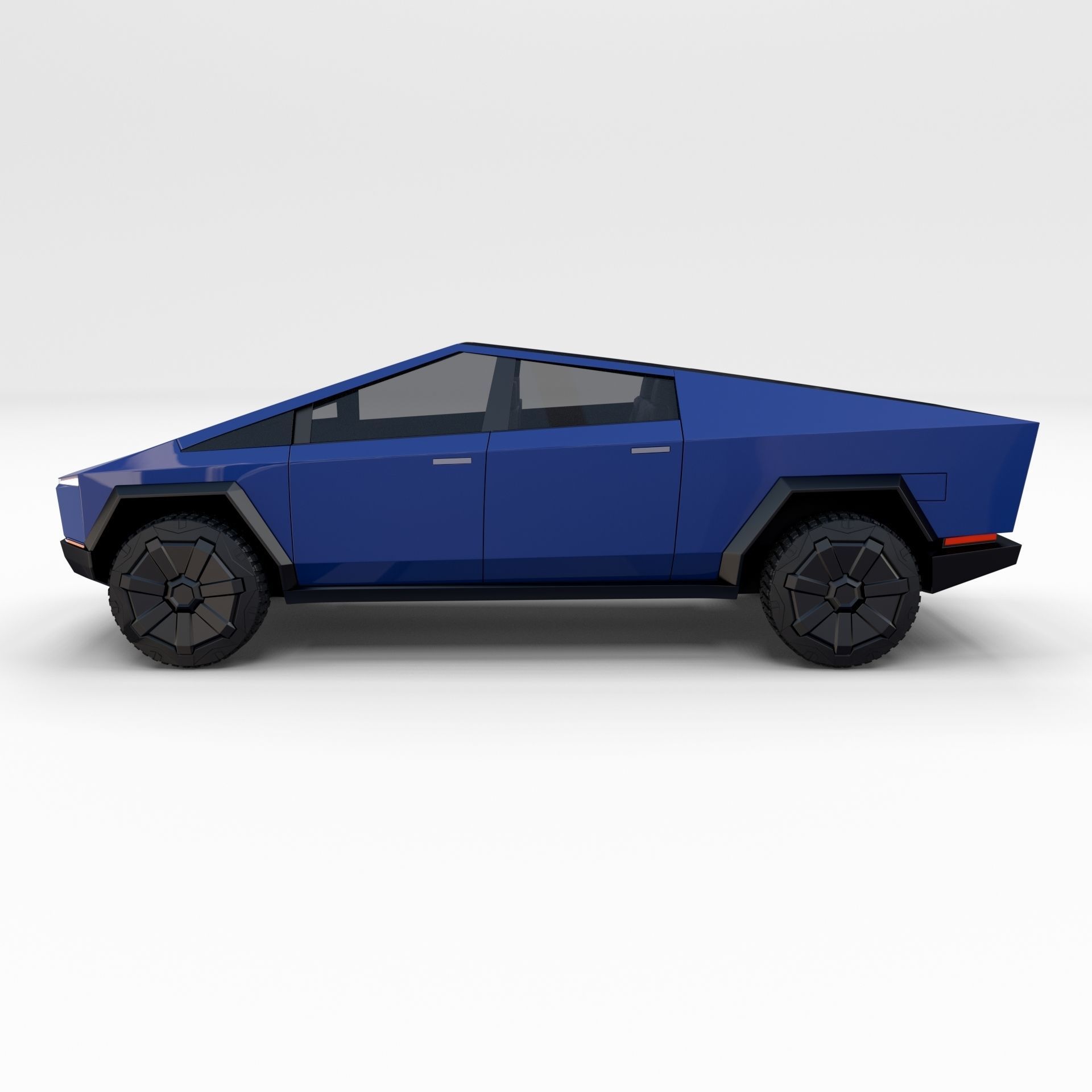 Tesla Cybertruck with chassis Blue 3D model_3