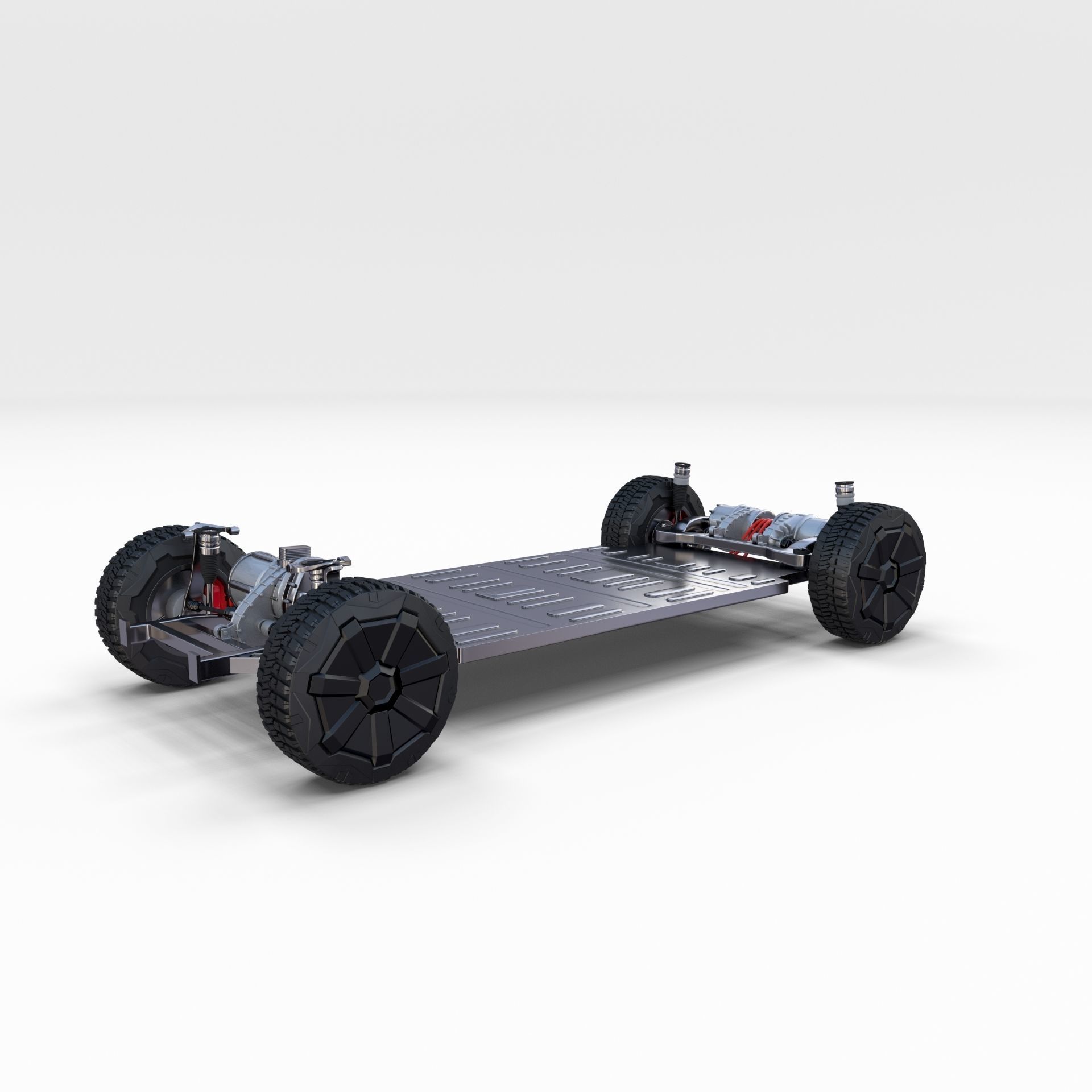 Tesla Cybertruck with chassis Blue 3D model_18