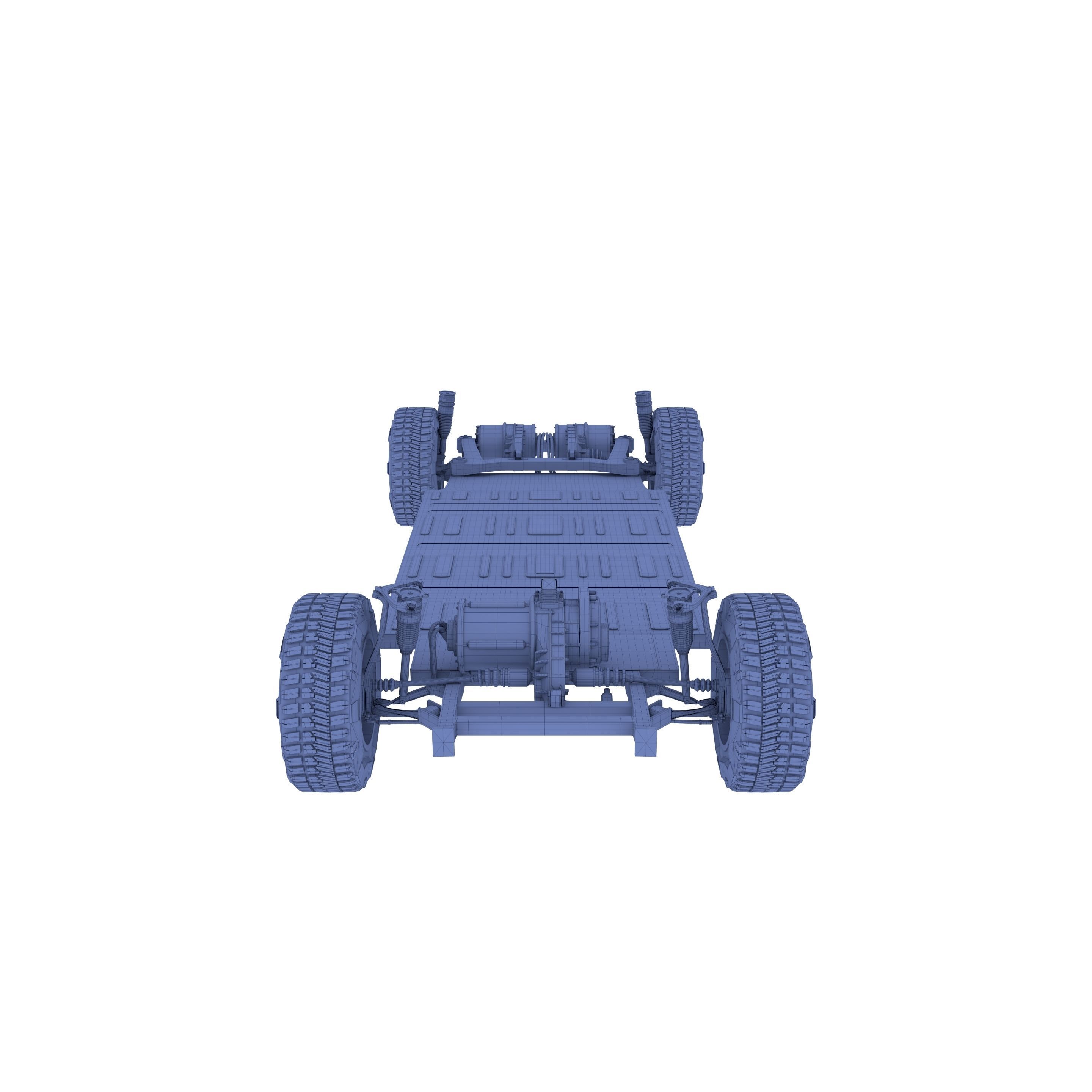 Tesla Cybertruck with chassis Blue 3D model_38