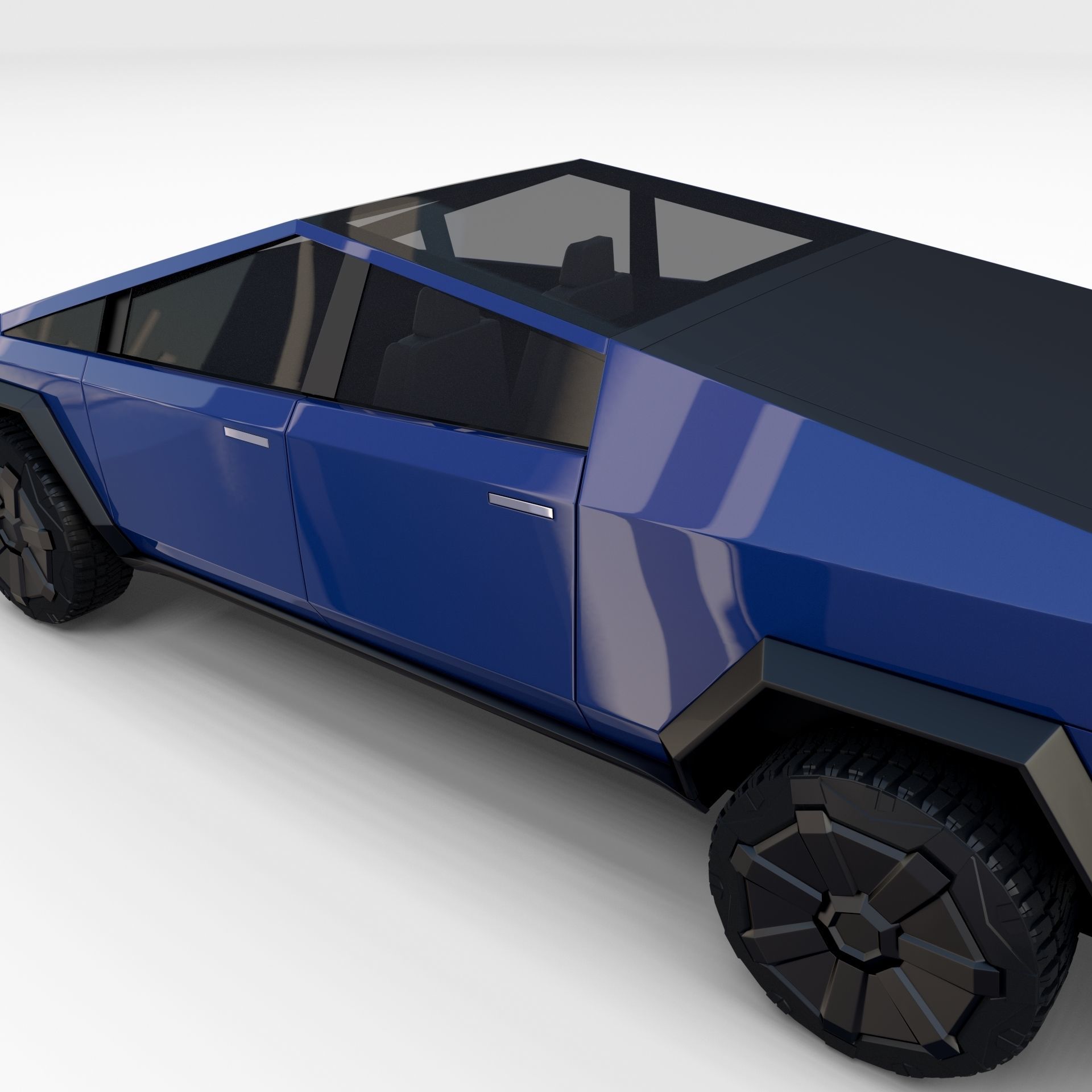 Tesla Cybertruck with chassis Blue 3D model_14