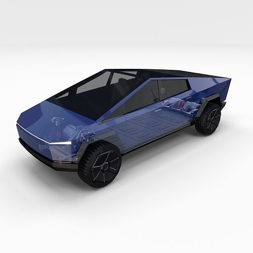 Tesla Cybertruck with chassis Blue 3D model