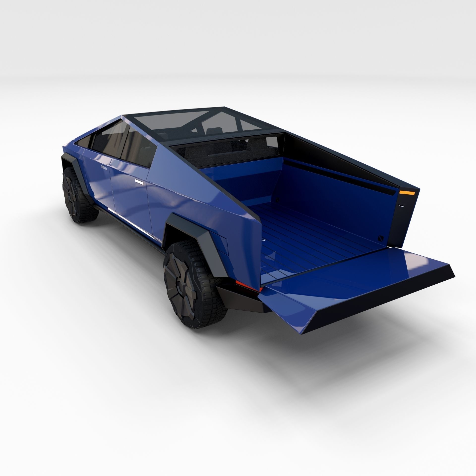 Tesla Cybertruck with chassis Blue 3D model_59