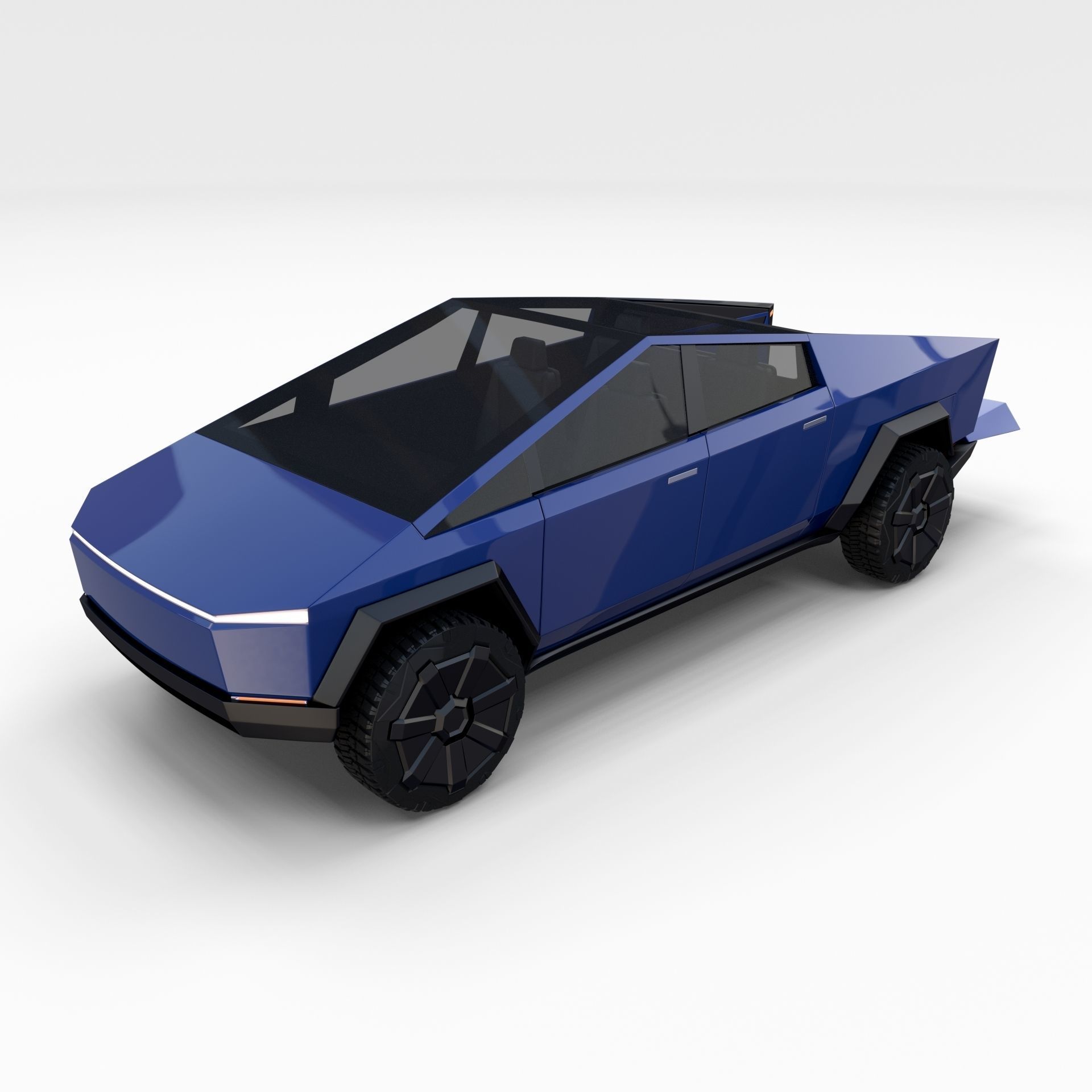 Tesla Cybertruck with chassis Blue 3D model_55