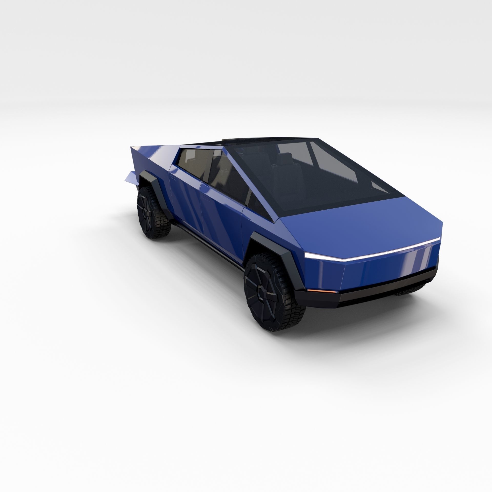 Tesla Cybertruck with chassis Blue 3D model_53