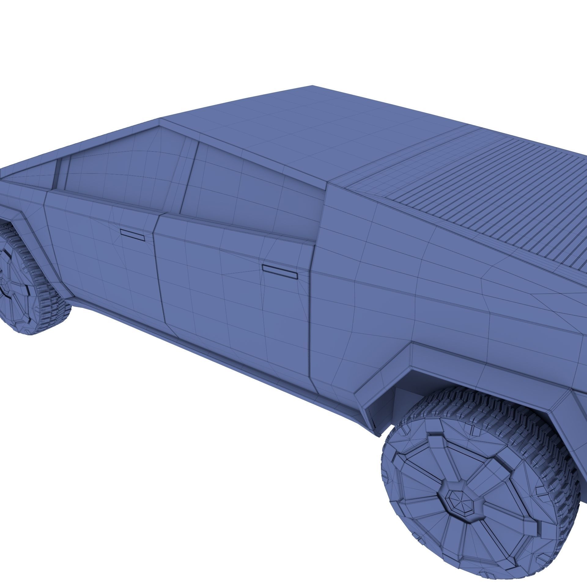 Tesla Cybertruck with chassis Blue 3D model_83