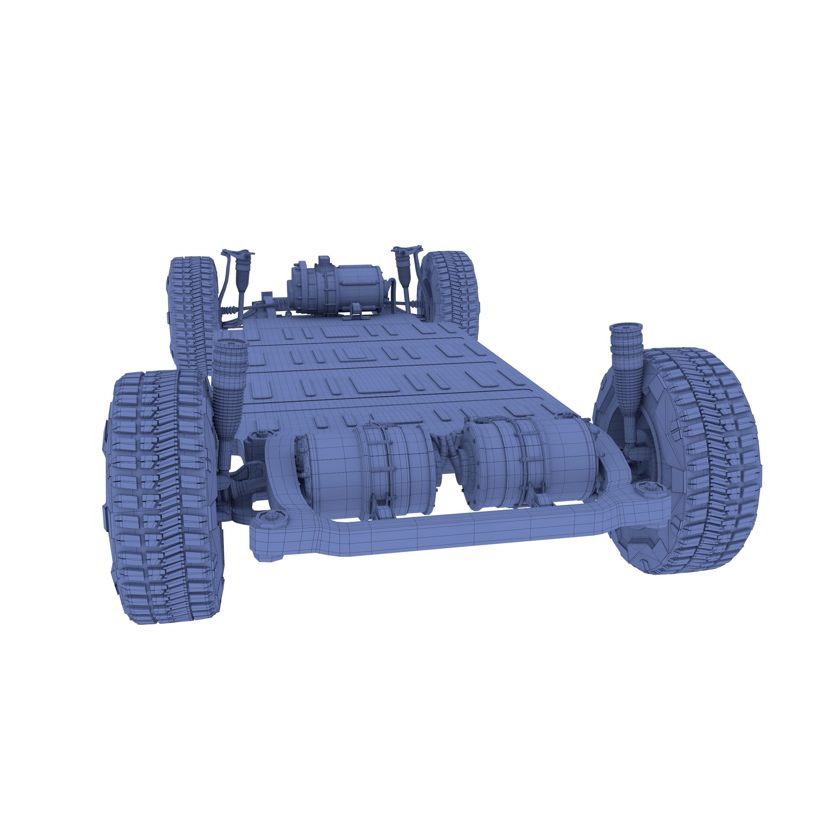 Tesla Cybertruck with chassis Blue 3D model_41
