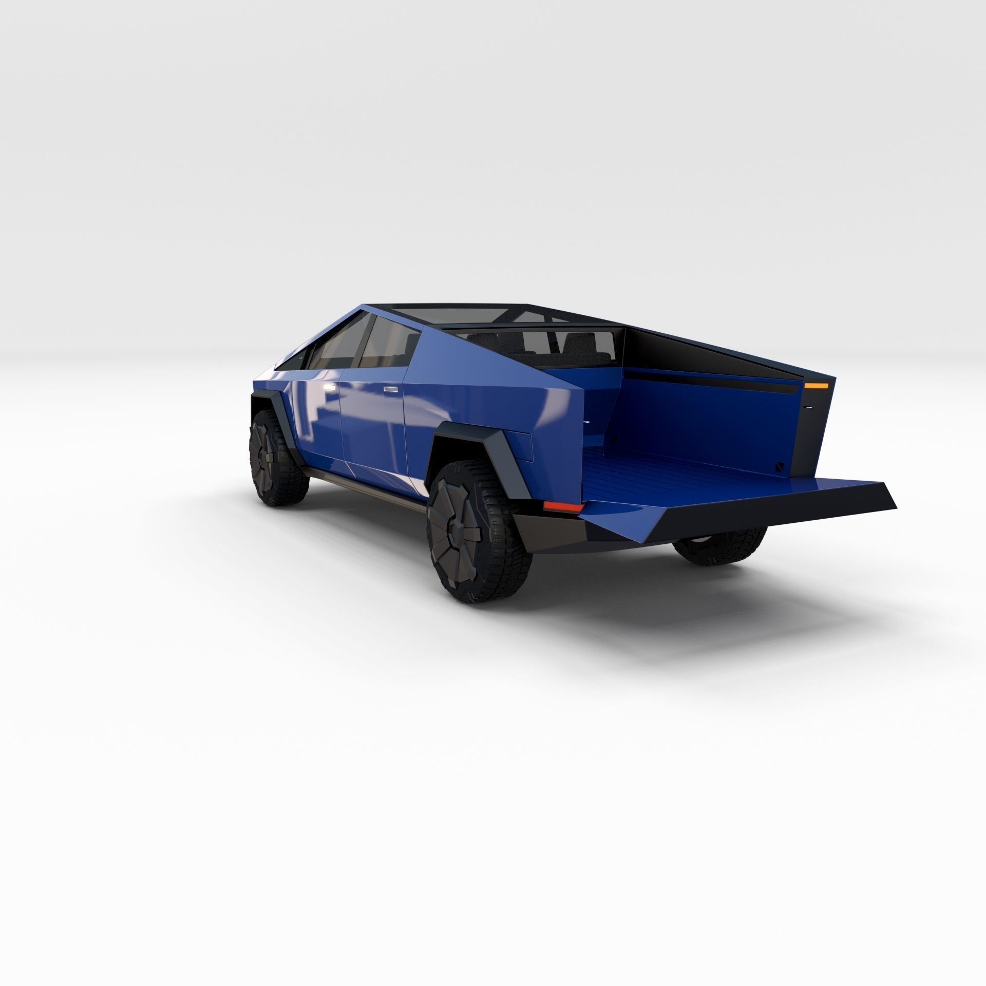 Tesla Cybertruck with chassis Blue 3D model_47
