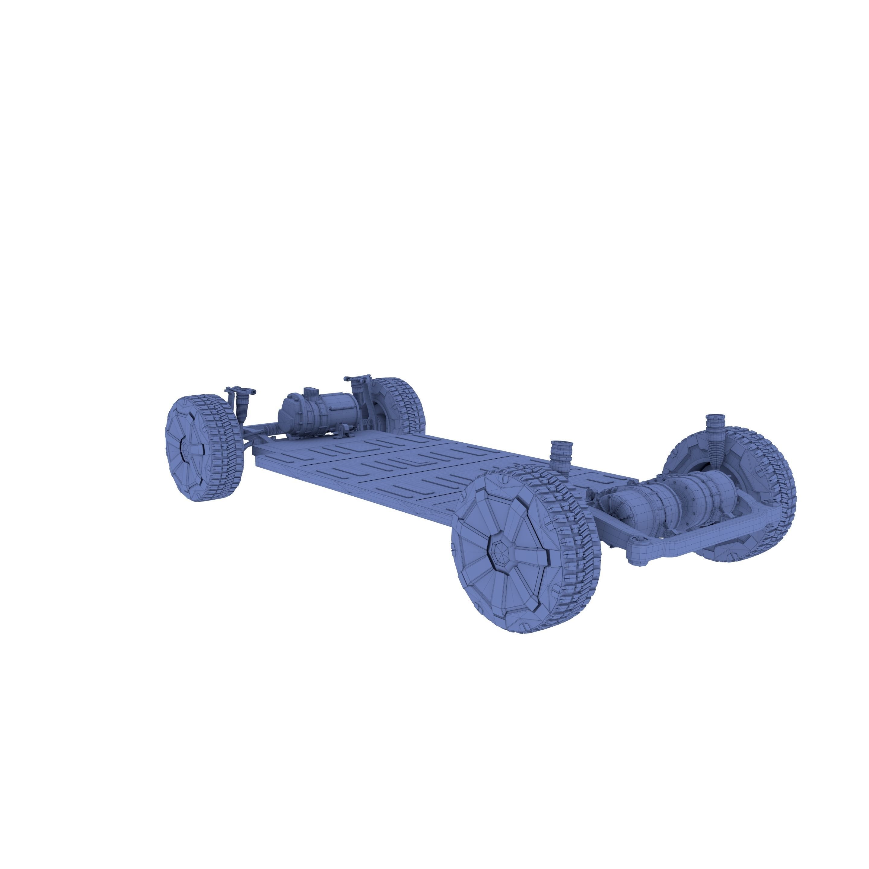 Tesla Cybertruck with chassis Blue 3D model_32