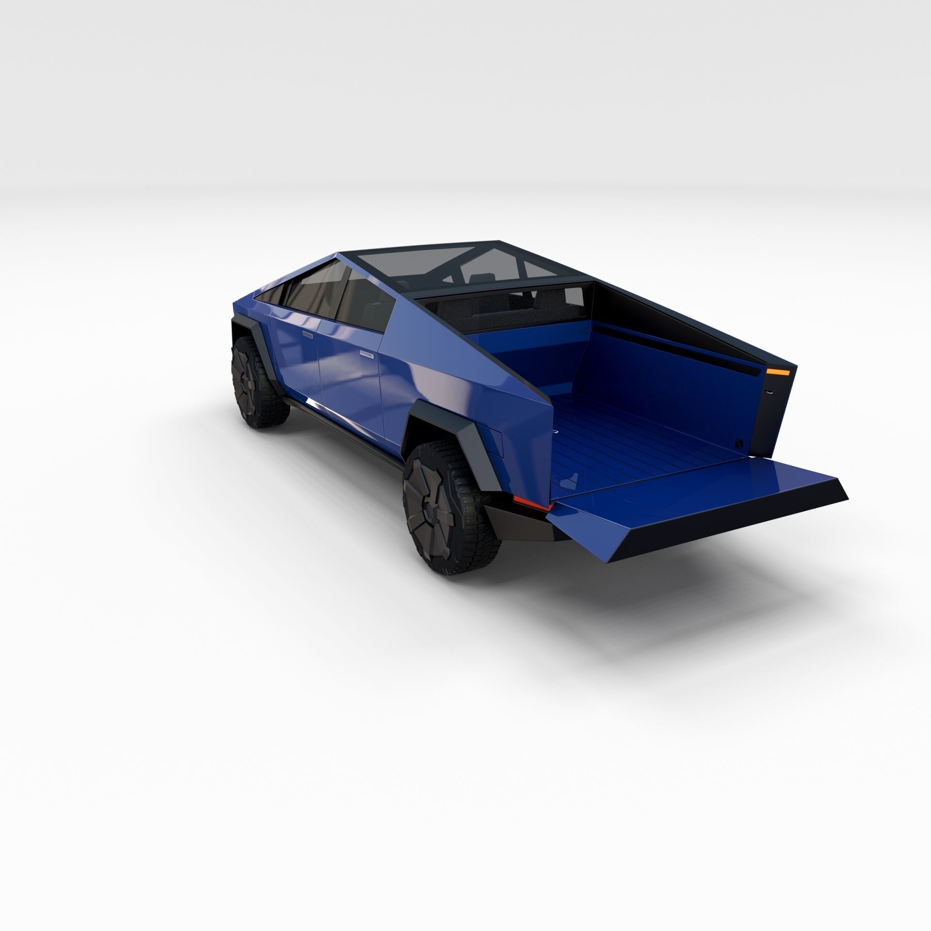 Tesla Cybertruck with chassis Blue 3D model_51