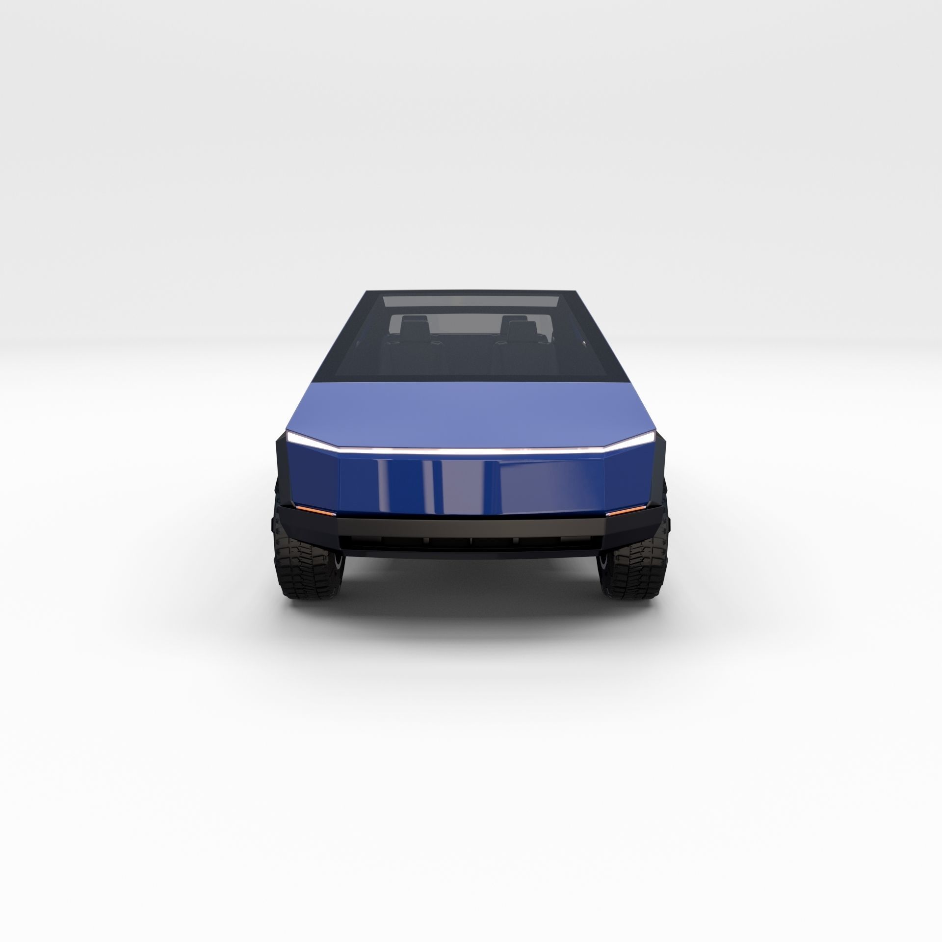 Tesla Cybertruck with chassis Blue 3D model_45