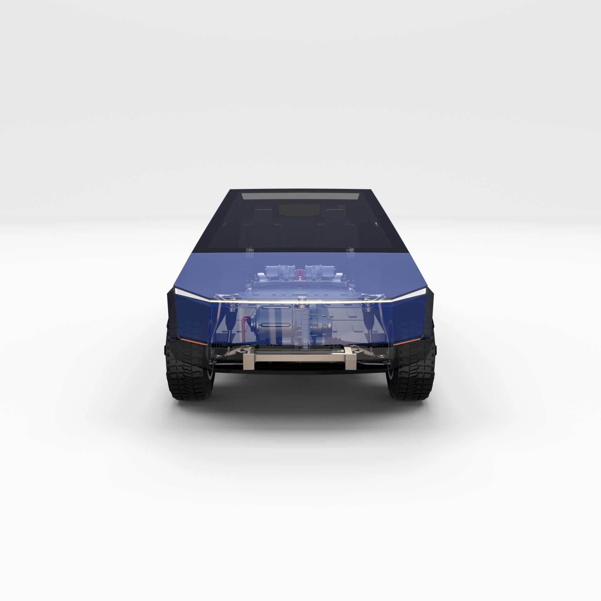 Tesla Cybertruck with chassis Blue 3D model_61