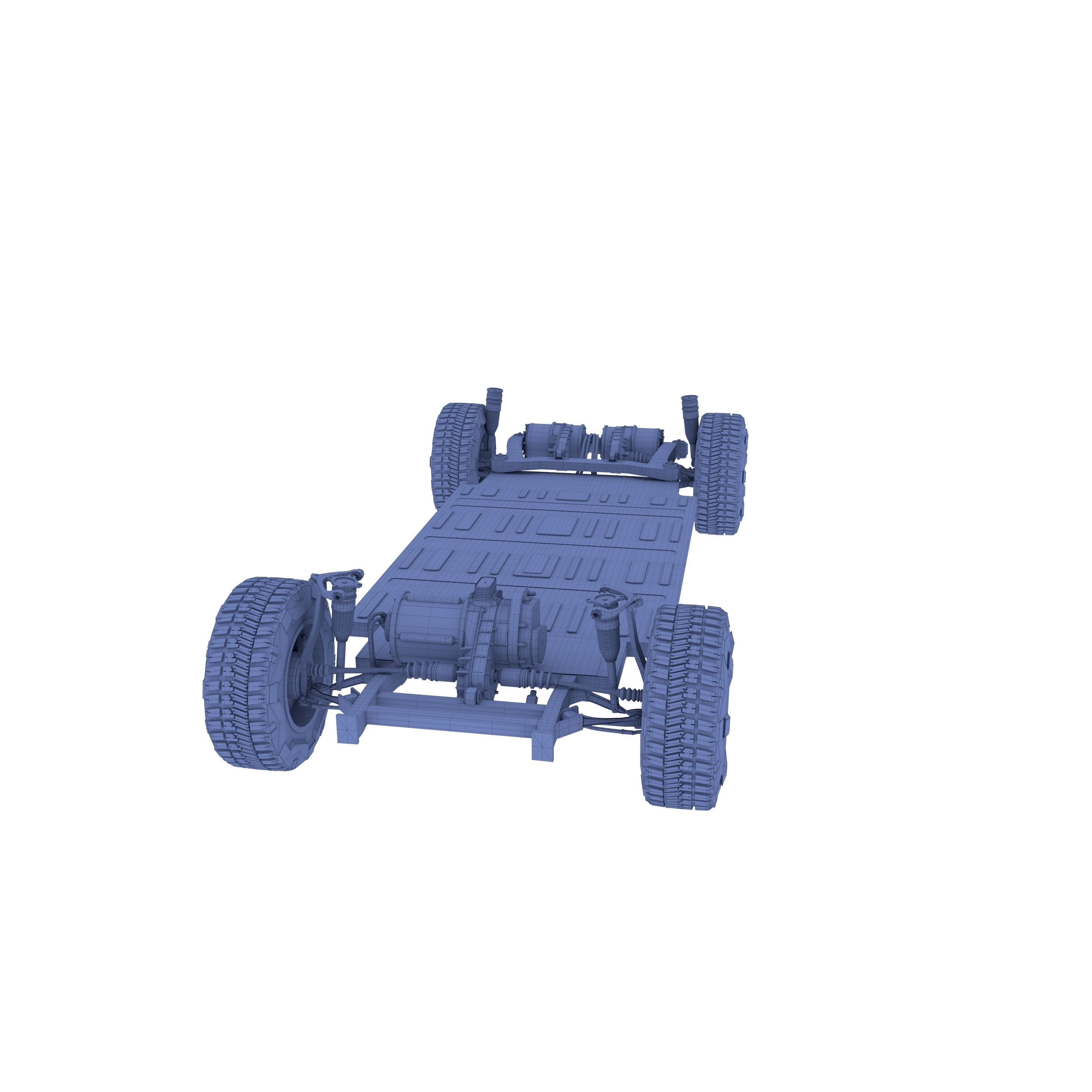 Tesla Cybertruck with chassis Blue 3D model_35