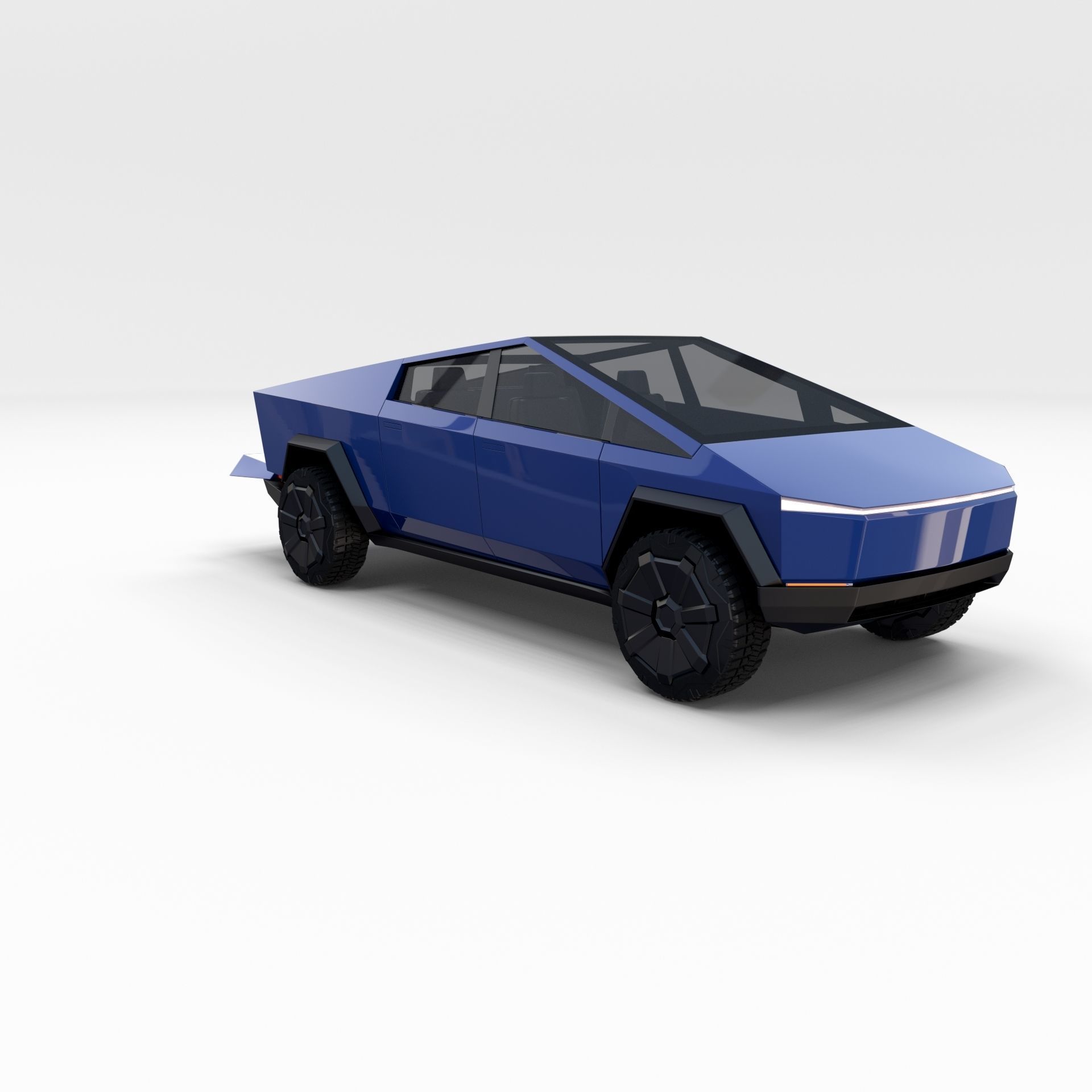 Tesla Cybertruck with chassis Blue 3D model_49