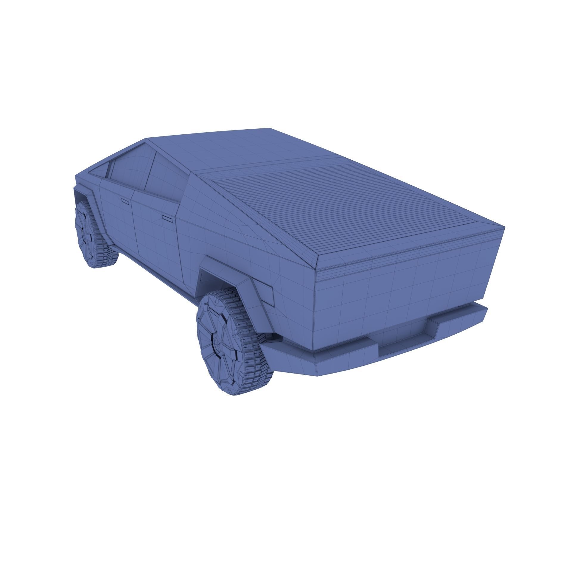 Tesla Cybertruck with chassis Blue 3D model_84