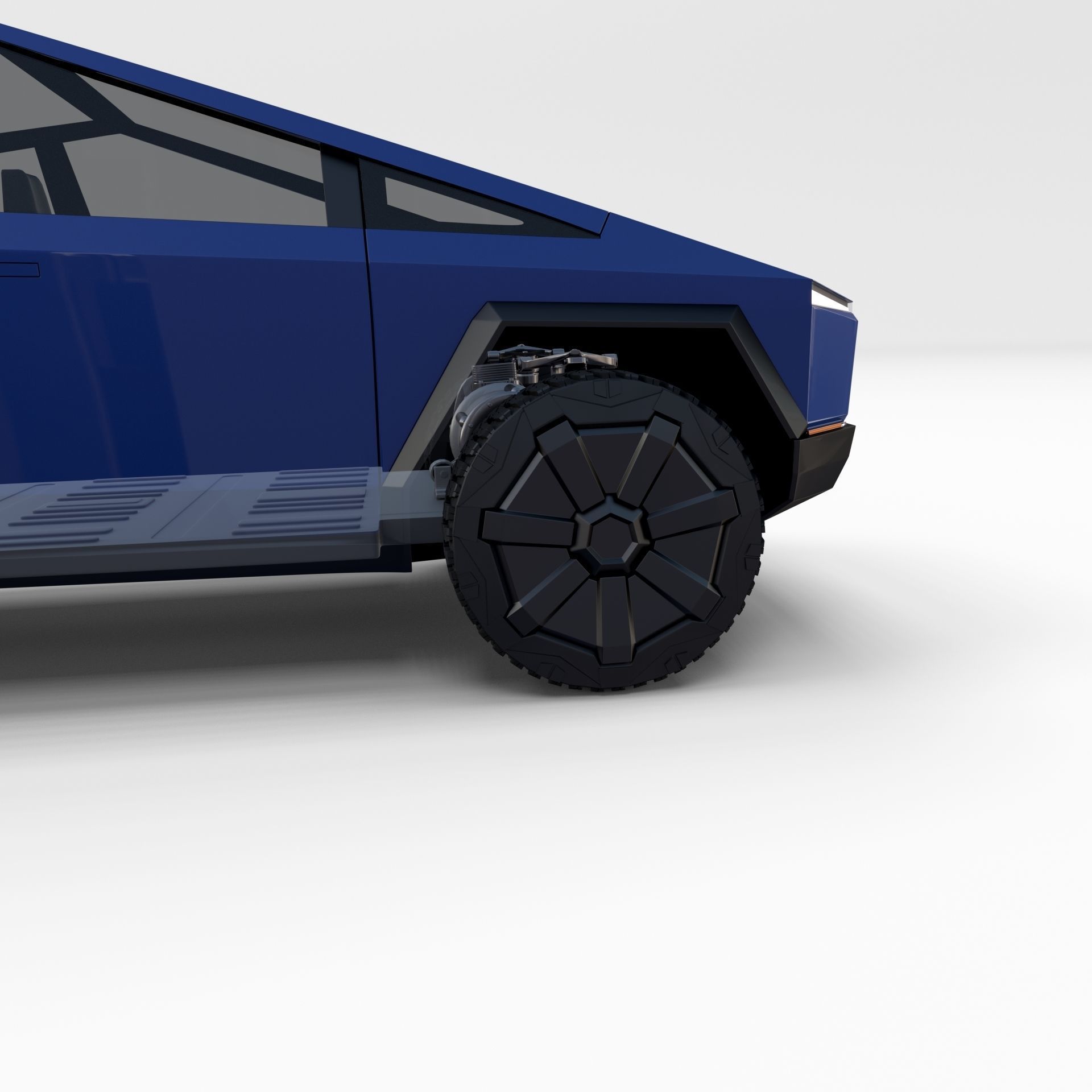 Tesla Cybertruck with chassis Blue 3D model_74