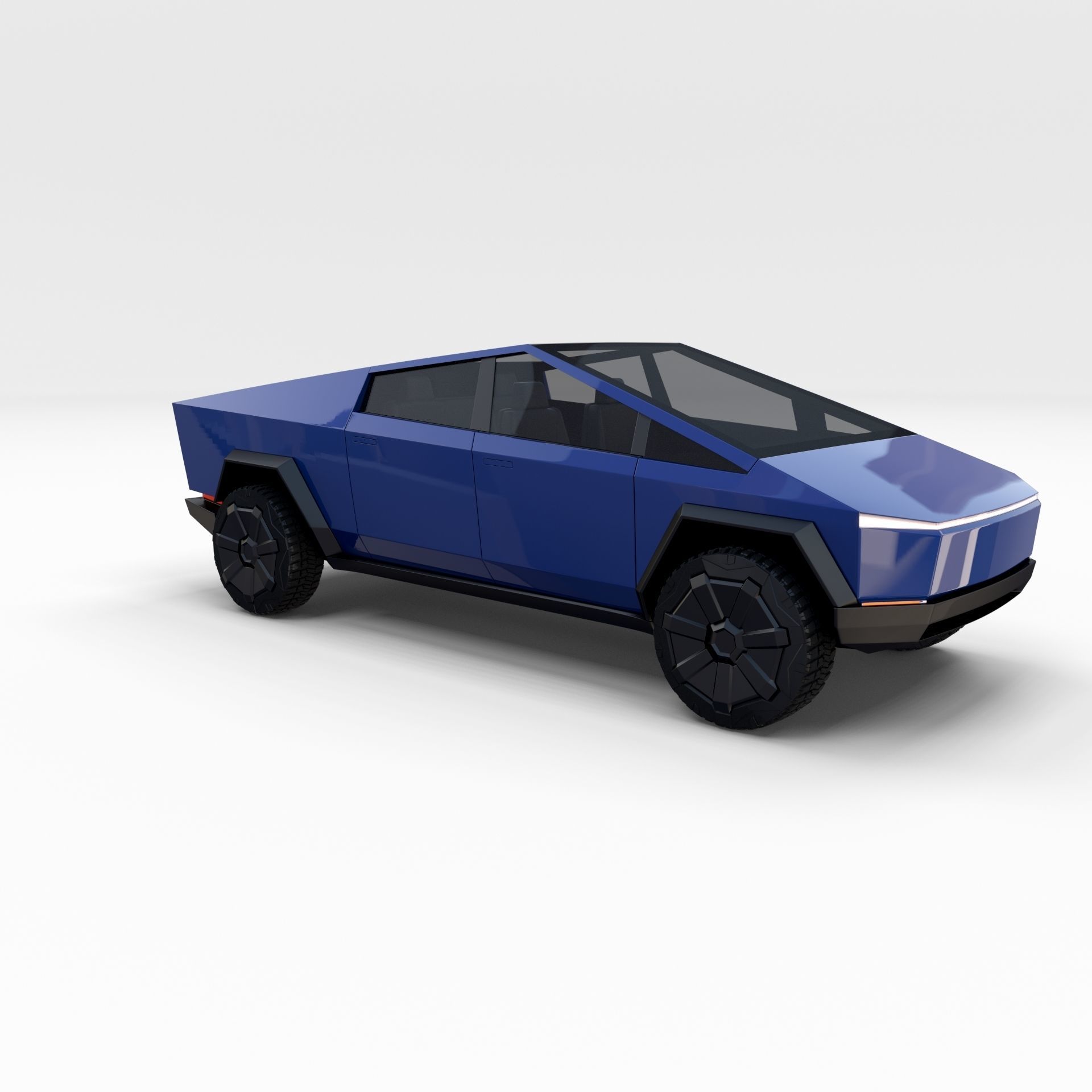 Tesla Cybertruck with chassis Blue 3D model_7