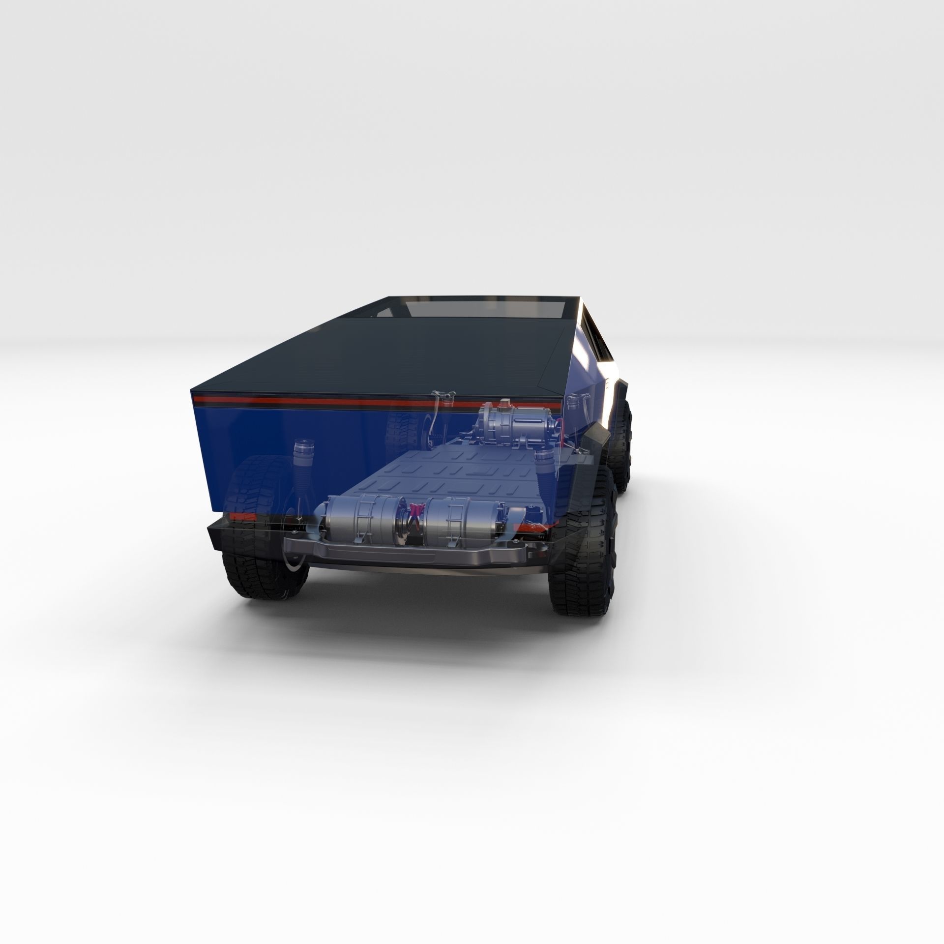Tesla Cybertruck with chassis Blue 3D model_65