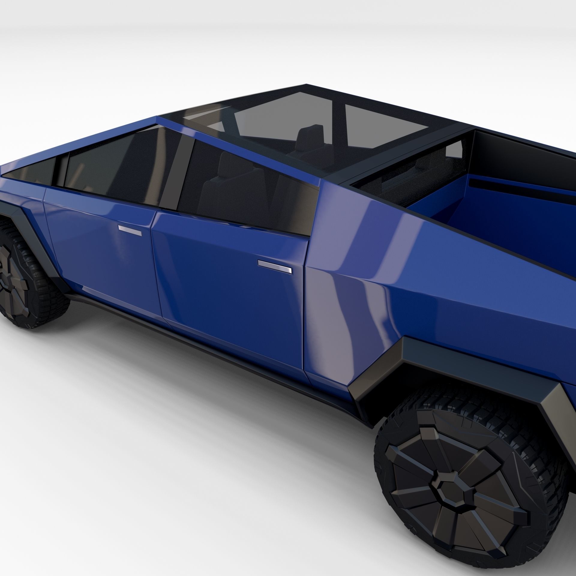 Tesla Cybertruck with chassis Blue 3D model_58