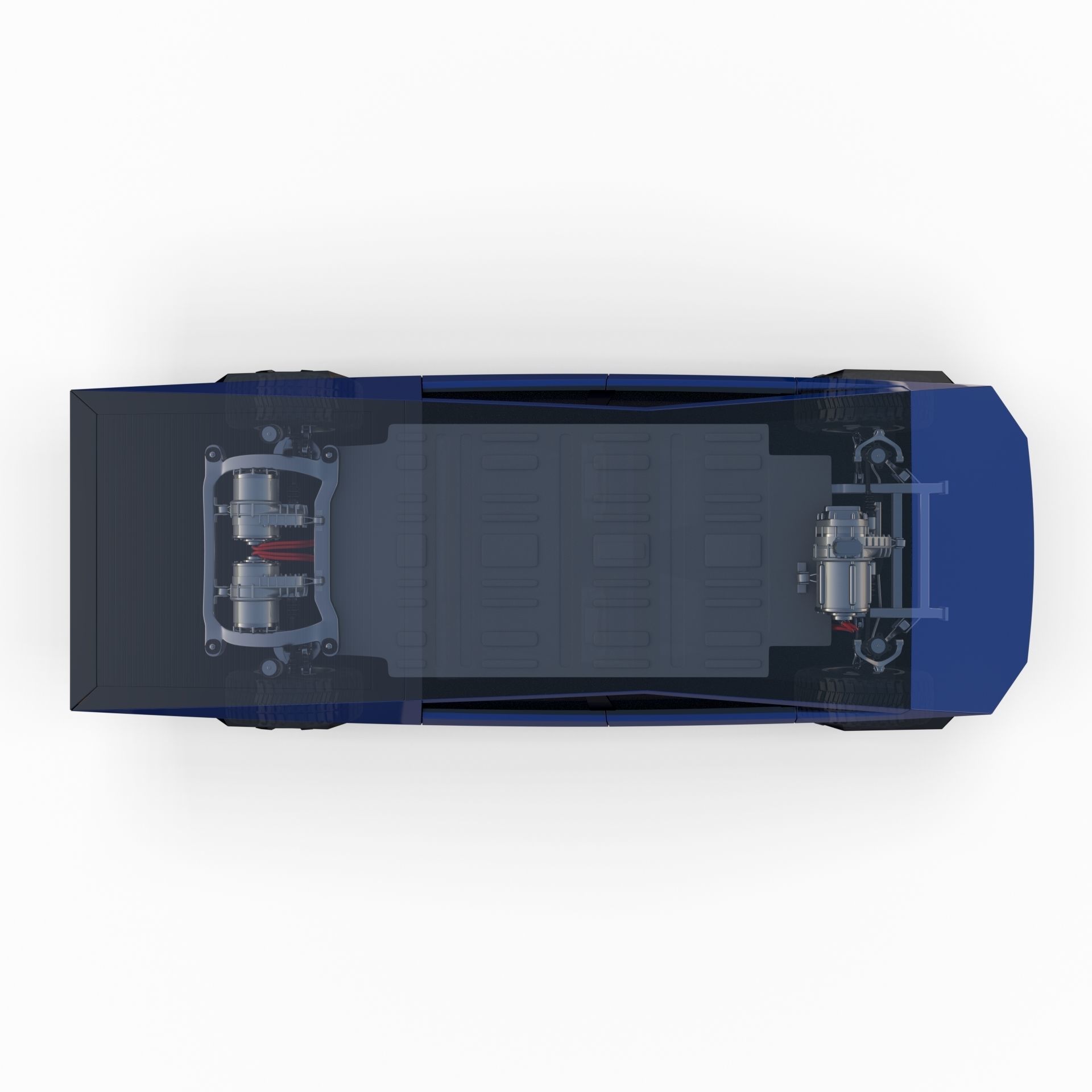 Tesla Cybertruck with chassis Blue 3D model_70