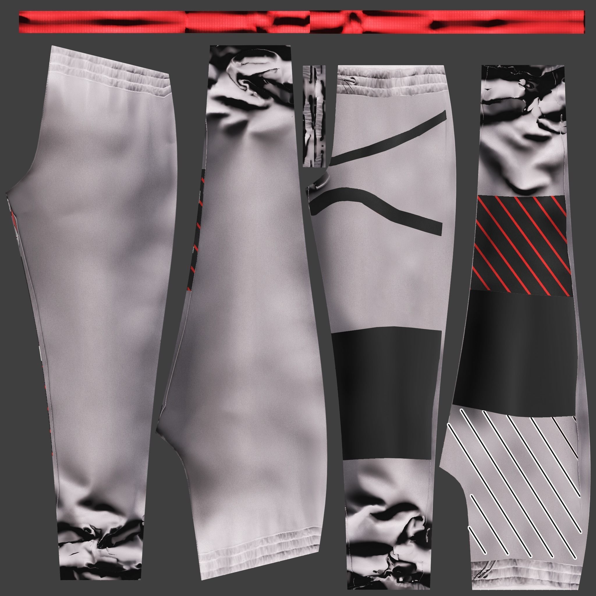 Female Hiphop Basketball Style Outfit Top Pants Shoes Low-poly 3D model_13