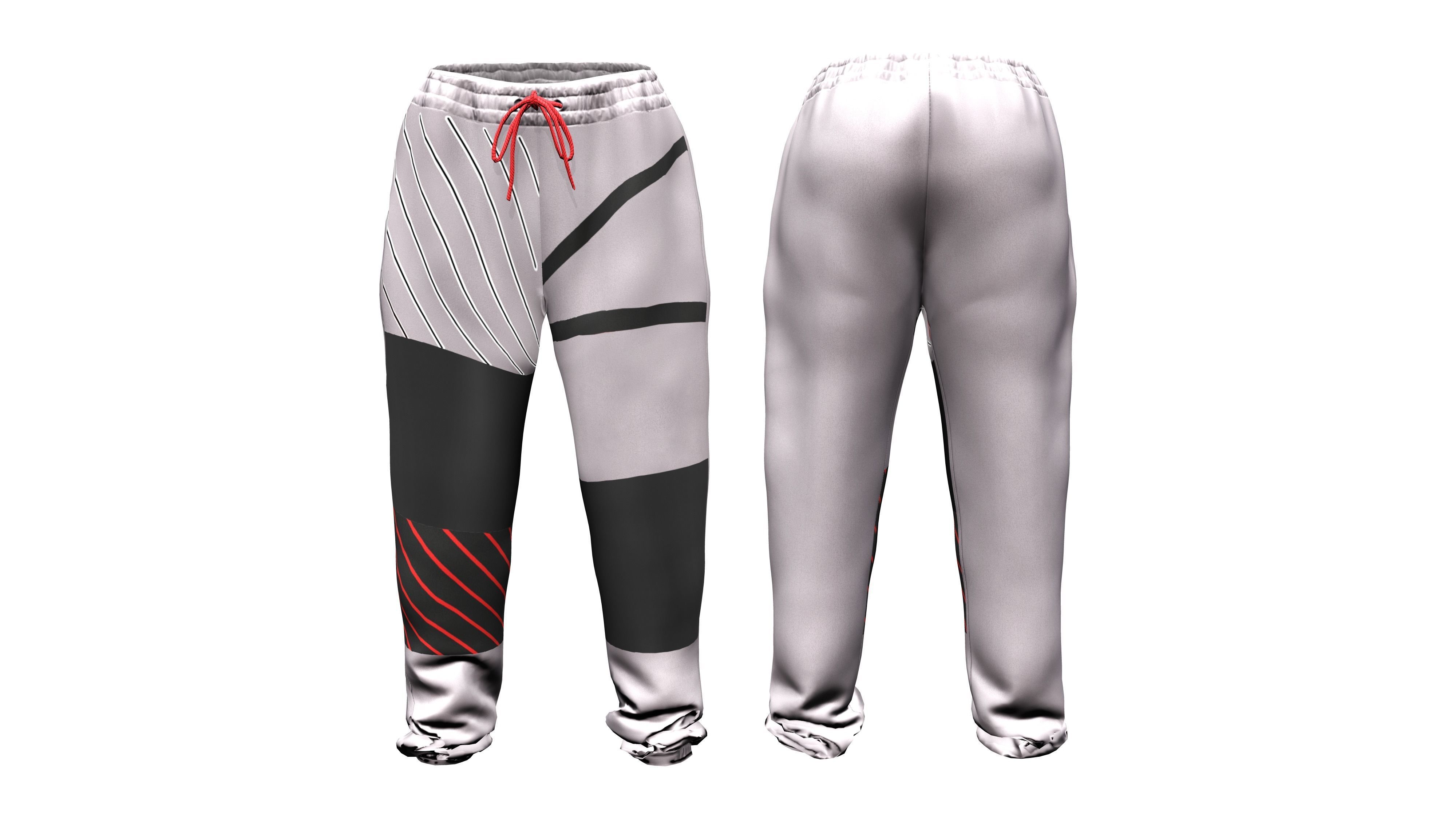 Female Hiphop Basketball Style Outfit Top Pants Shoes Low-poly 3D model_3