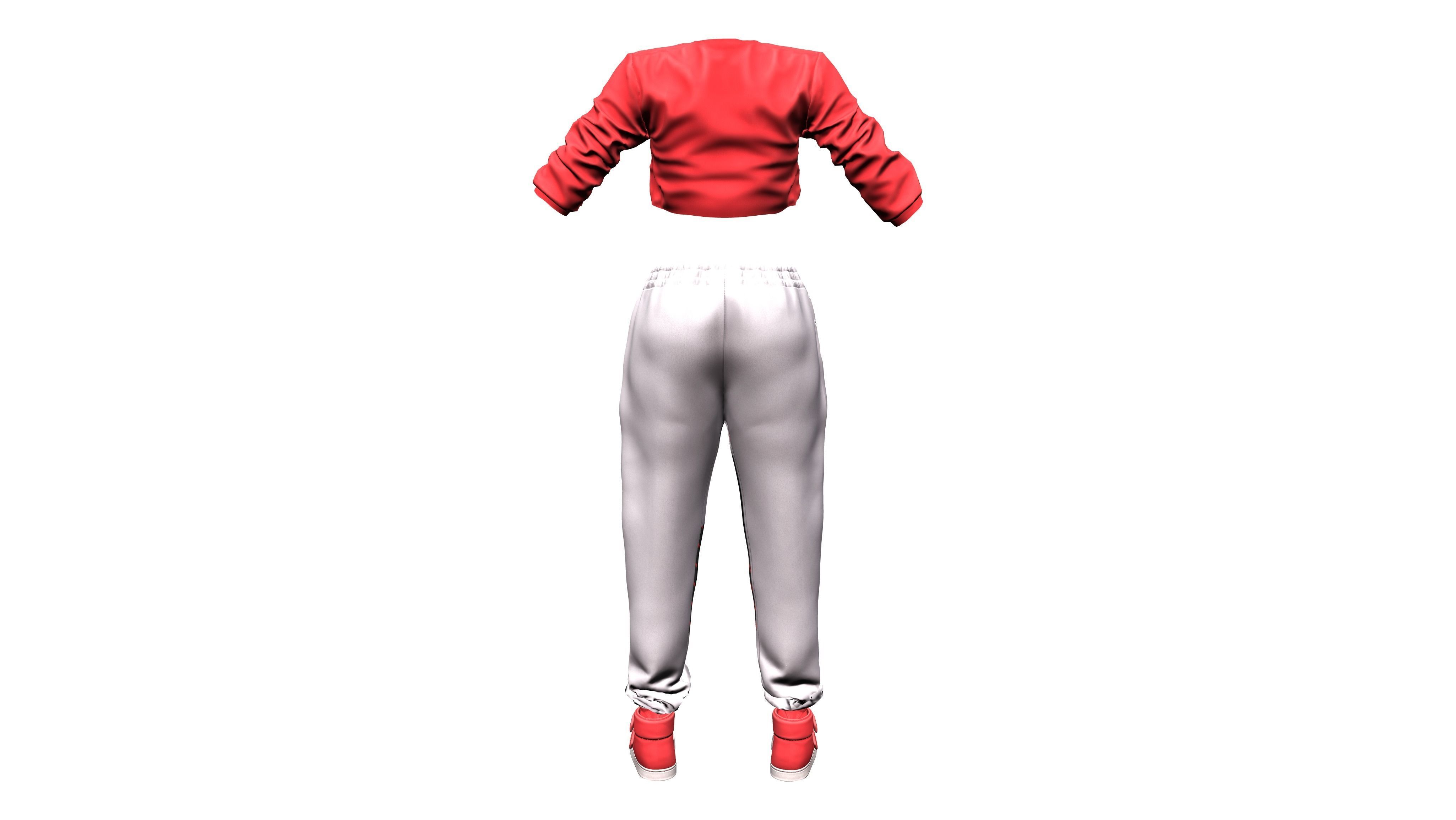 Female Hiphop Basketball Style Outfit Top Pants Shoes Low-poly 3D model_6