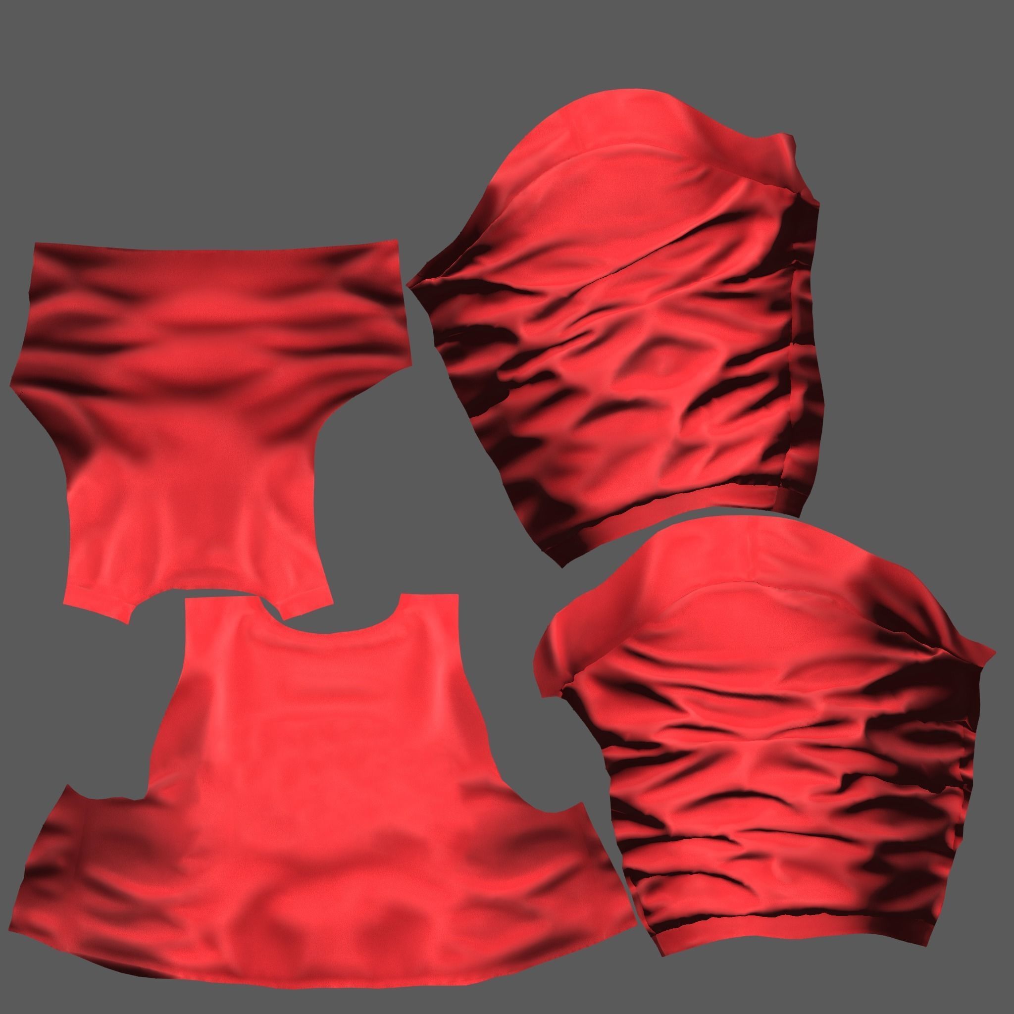 Female Hiphop Basketball Style Outfit Top Pants Shoes Low-poly 3D model_11