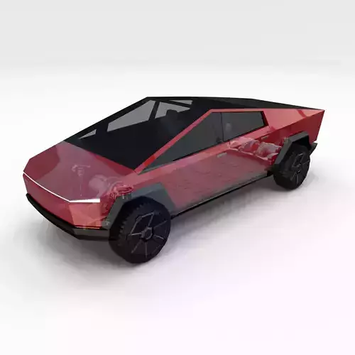 Tesla Cybertruck with chassis Red