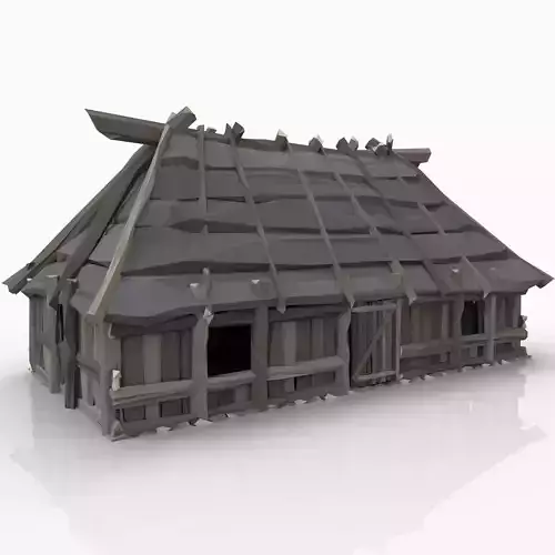 STYLIZED FANTASY MEDIEVAL VIKING WOODEN COTTAGE HOUSE