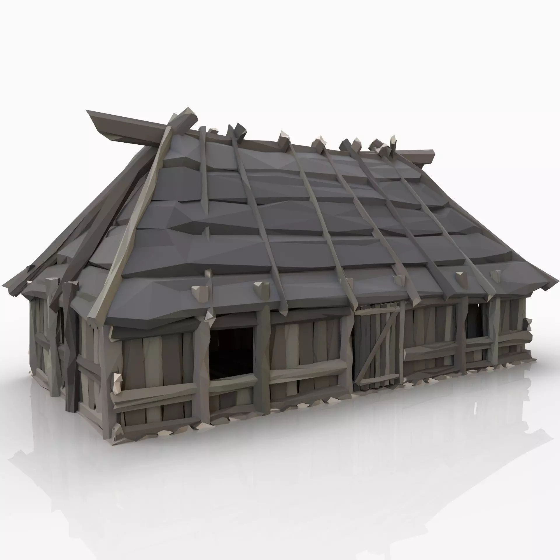 STYLIZED FANTASY MEDIEVAL VIKING WOODEN COTTAGE HOUSE Free low-poly 3D model