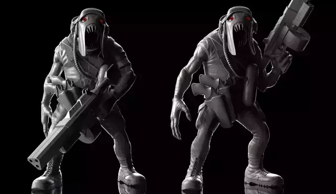 Alien Trooper Zbrush Highpoly and Lowpoly