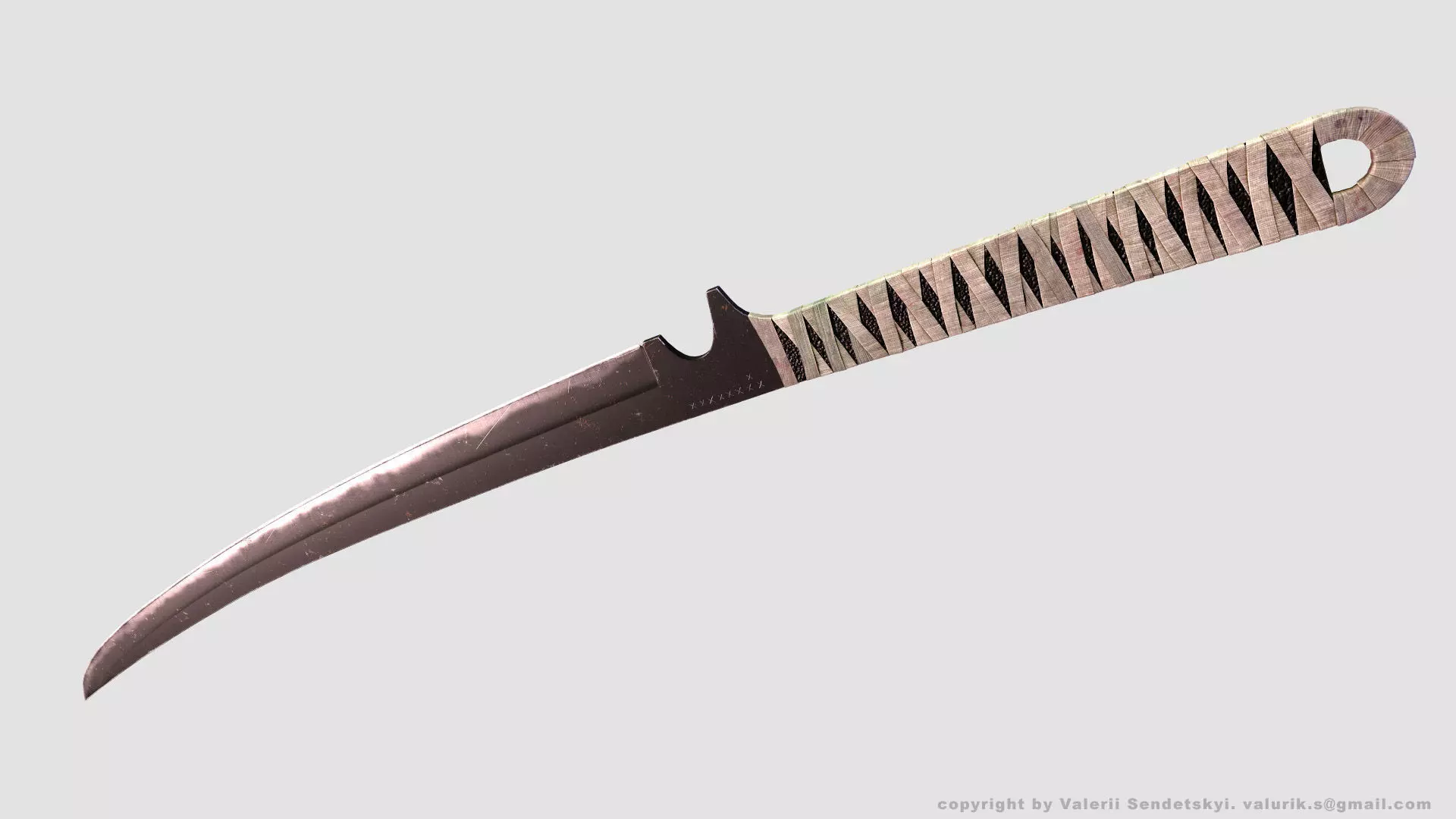Wakidzasi knife Low-poly 3D model_0
