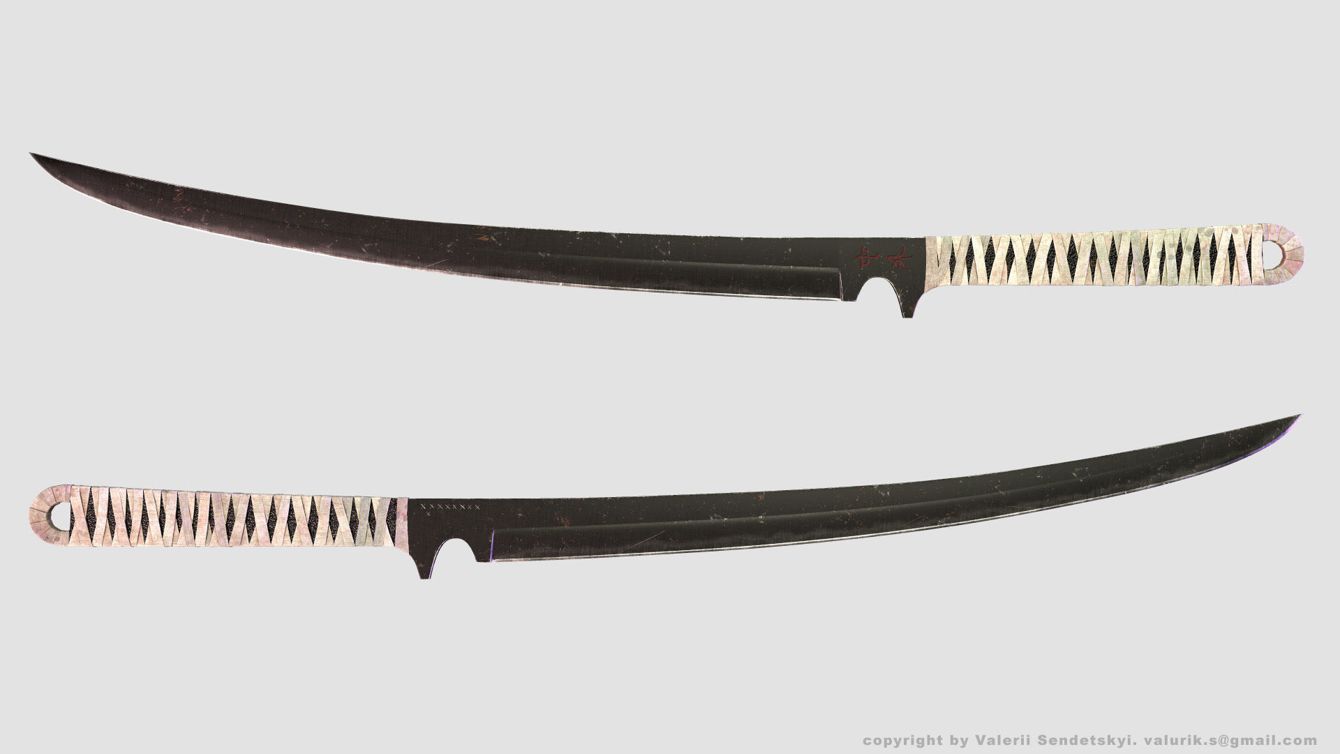 Wakidzasi knife Low-poly 3D model_1