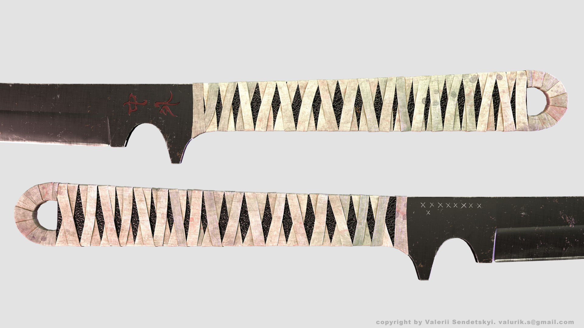 Wakidzasi knife Low-poly 3D model_2