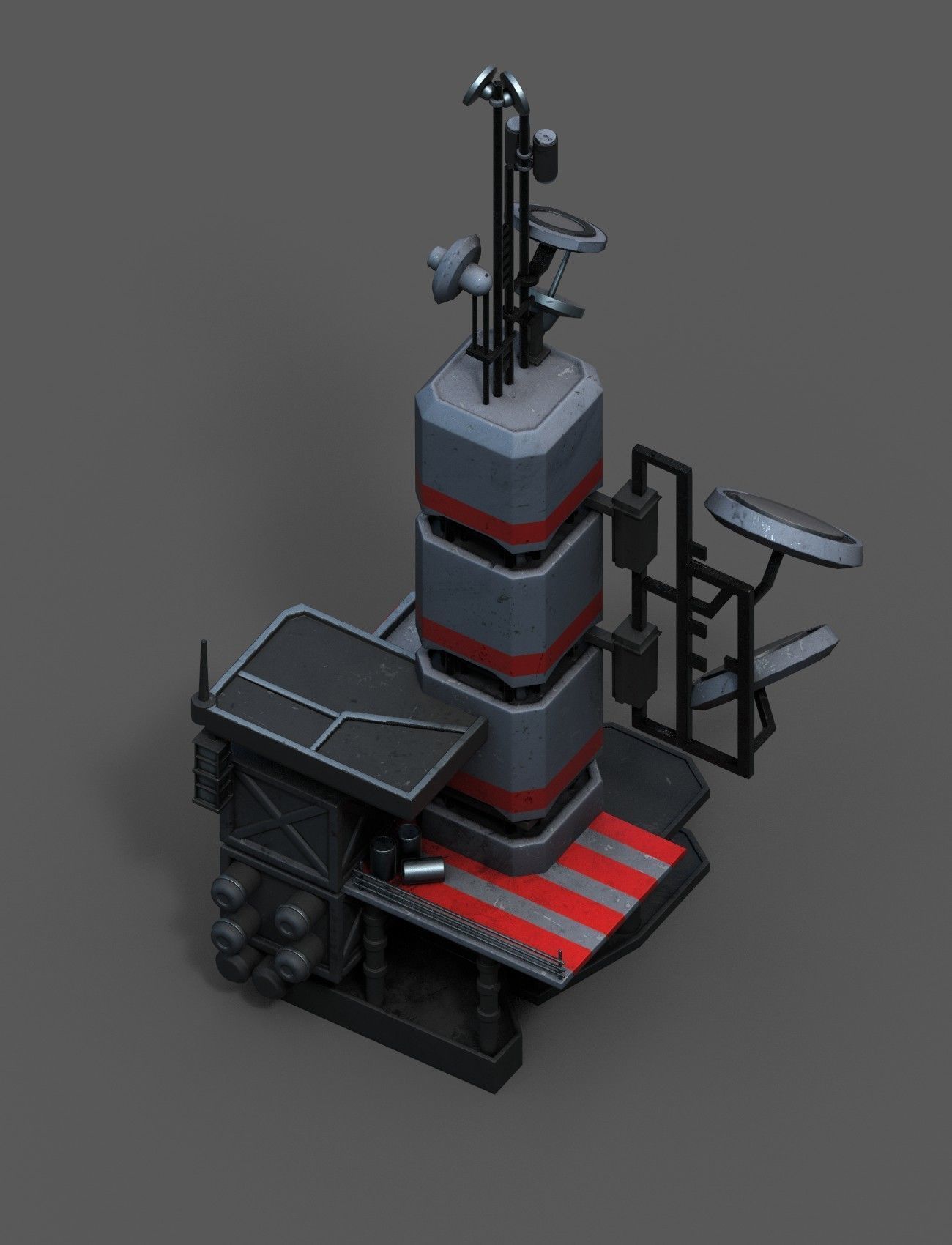 Scifi tower station building exterior skyscraper futuristic Low-poly 3D model_5